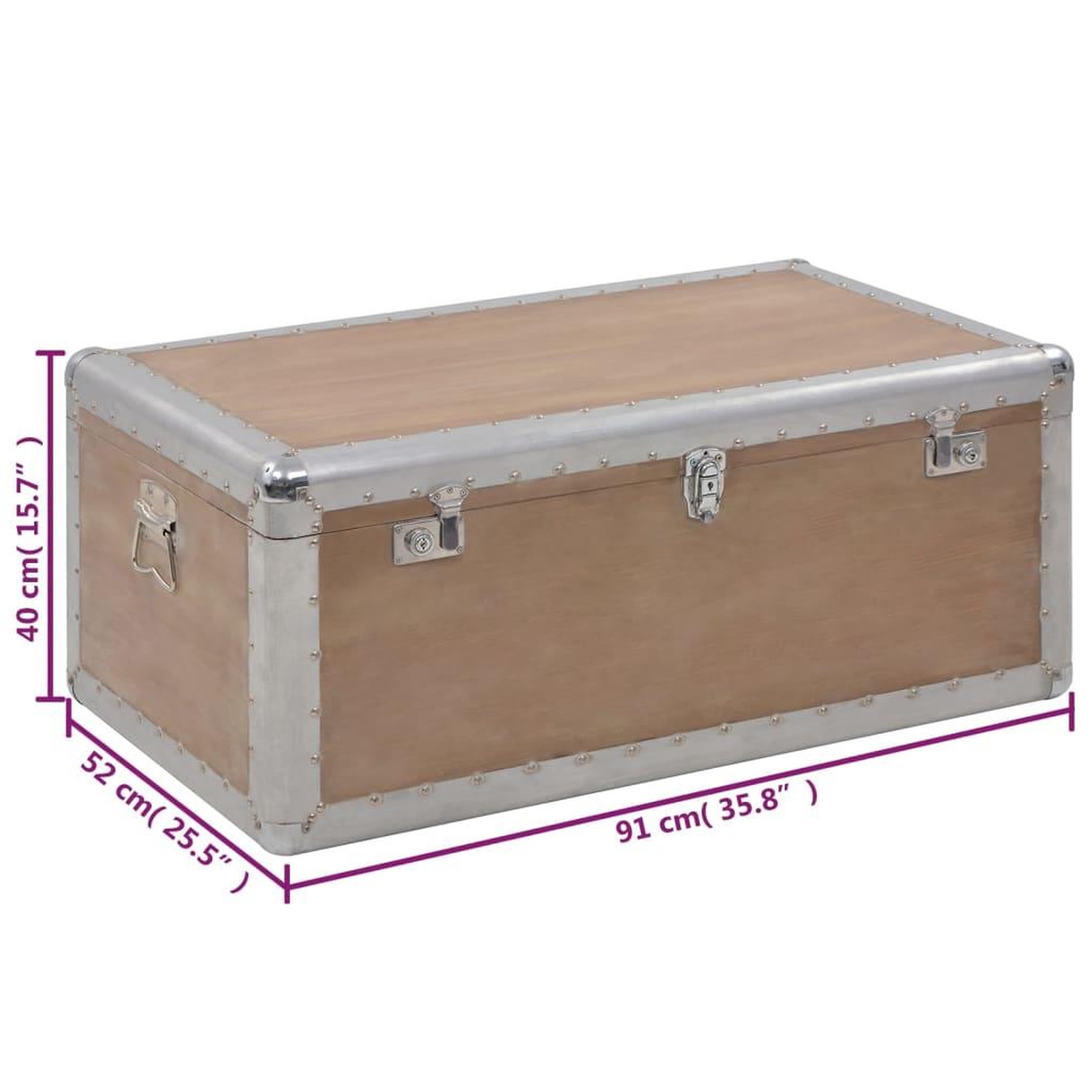Voir la diapositive 6 : VIDAXL Boîte de rangement bois de sapin massif 91x52x40 cm marron
