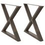 Voir la diapositive 2 : VIDAXL Pieds de table a manger 2pcs acier naturel 90x(72-73,3)cm acier