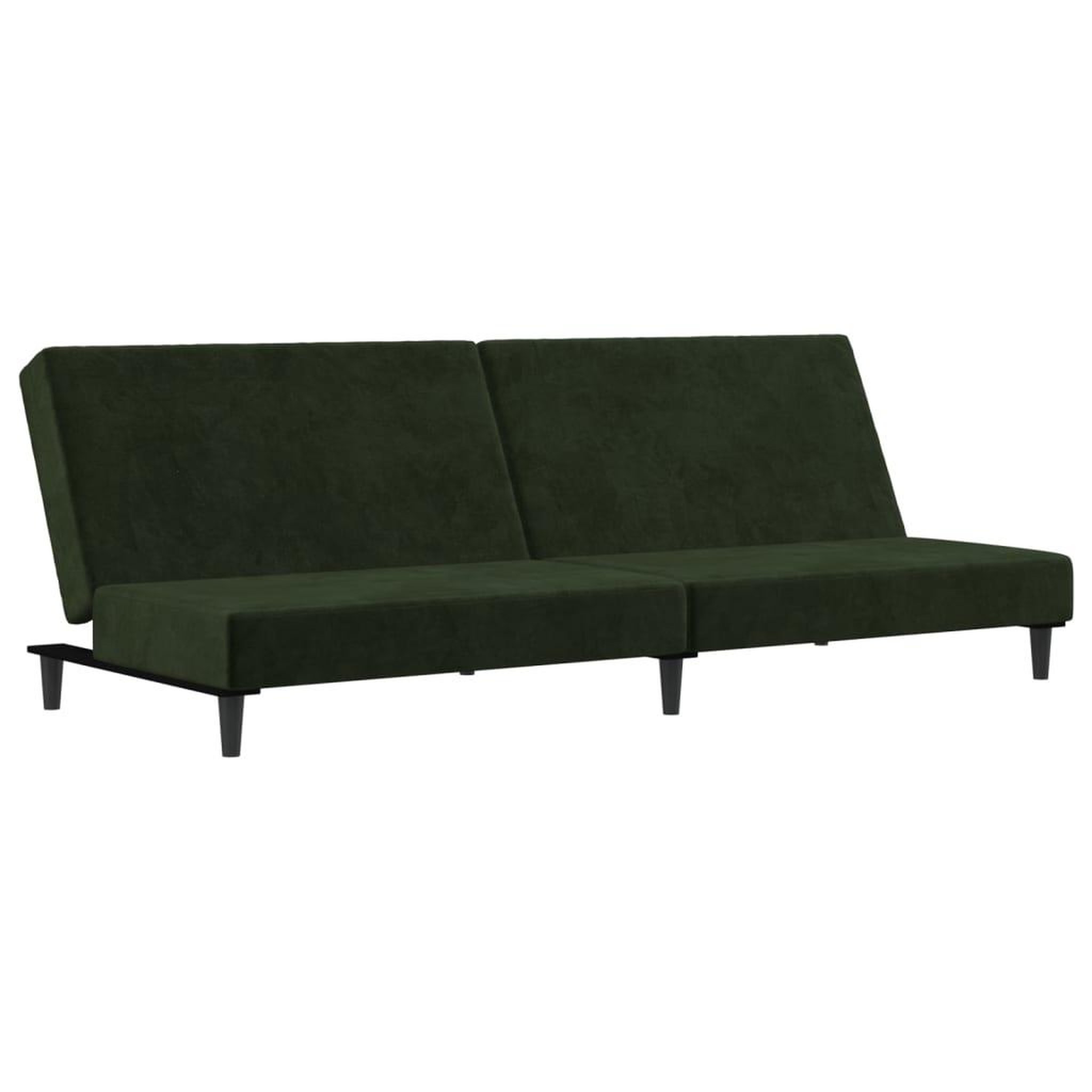 Voir la diapositive 2 : VIDAXL Canape-lit a 2 places vert fonce velours