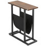 Voir la diapositive 1 : HOMCOM Guéridon bout de canapé table basse d'appoint - porte-revue tissu noir - châssis métal noir plateau aspect bois
