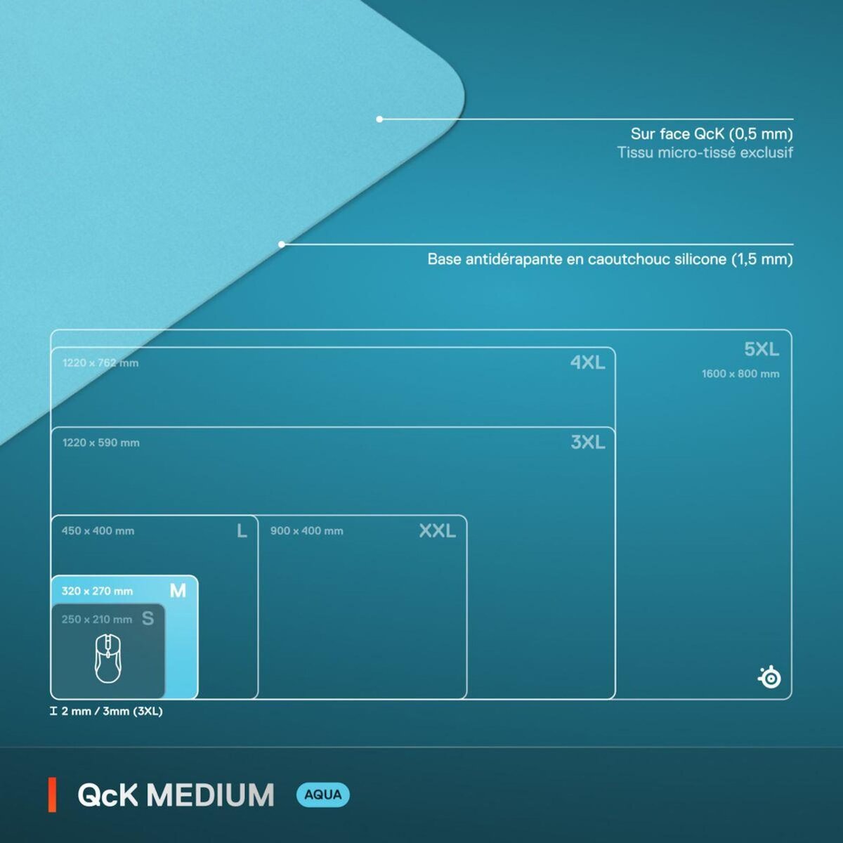 STEEL SERIES Tapis de souris QcK M Aqua