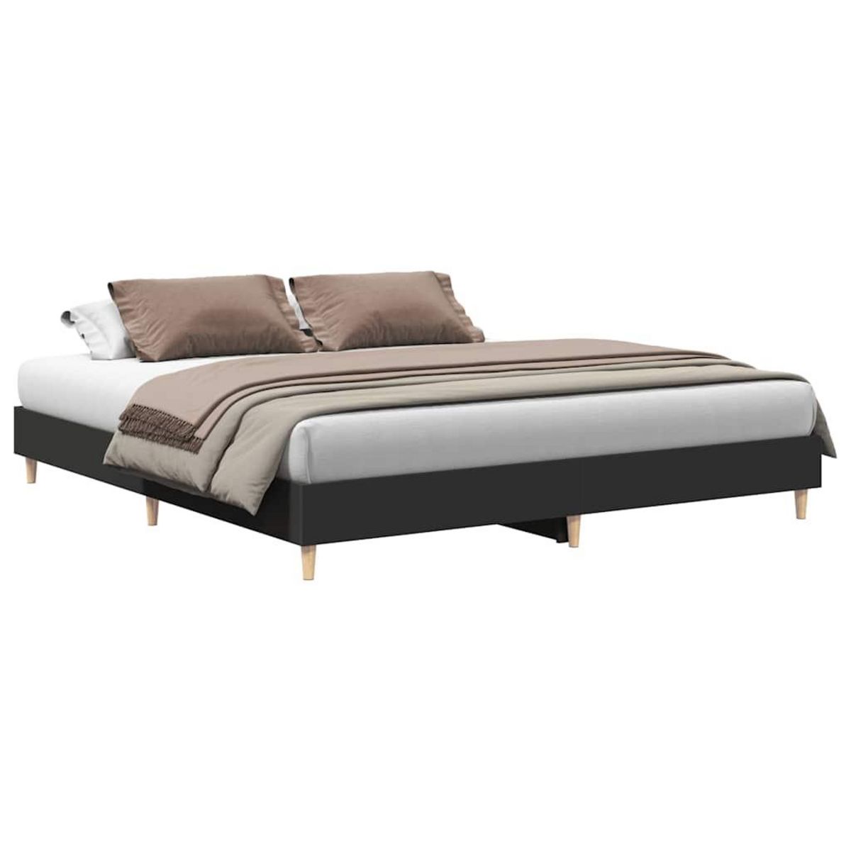 VIDAXL Cadre de lit sans matelas noir 180x200 cm bois d'ingenierie