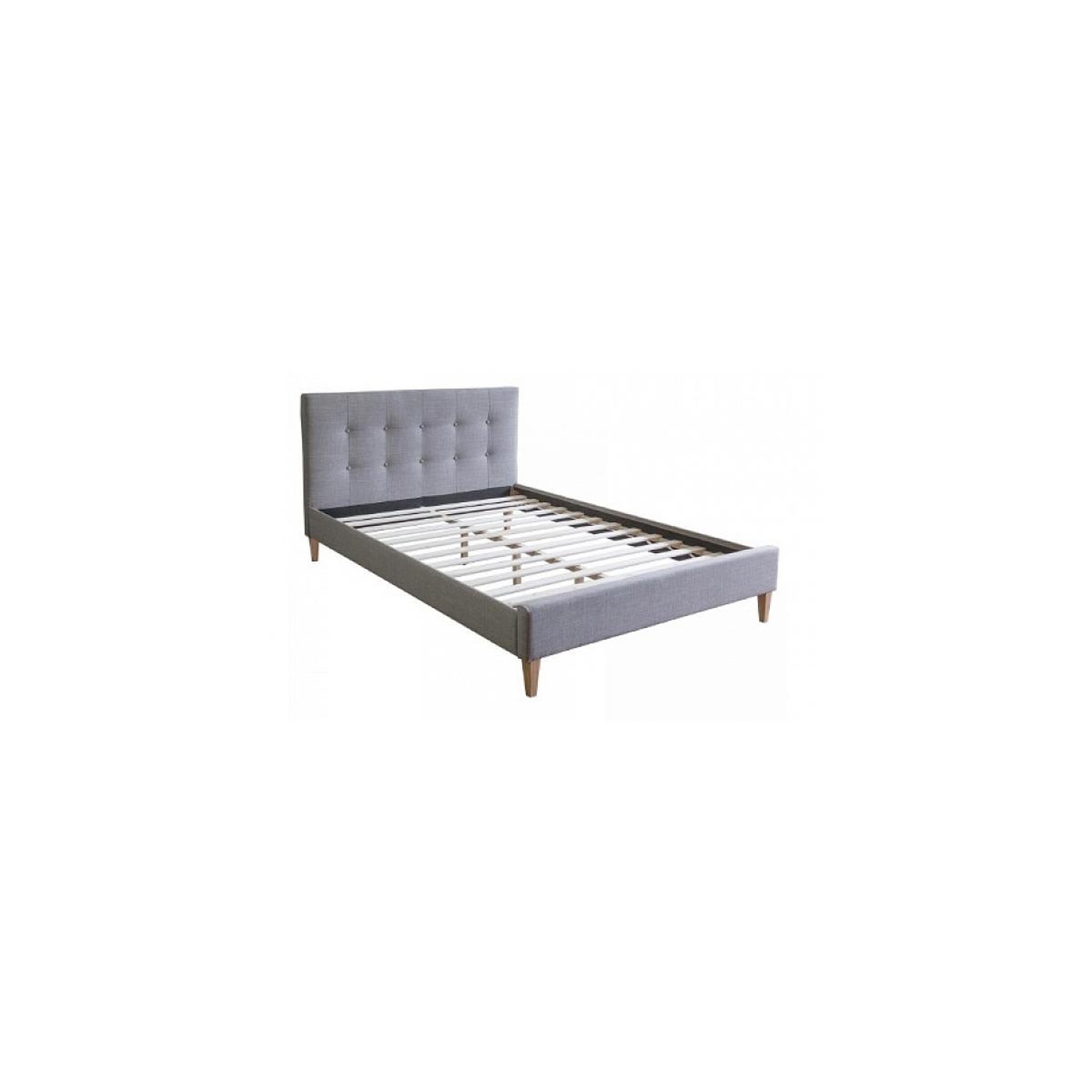 Voir la diapositive 2 : HomeStyle4U Lit double rembourré en tissu gris 140 x 200 cm avec tête de lit élégante