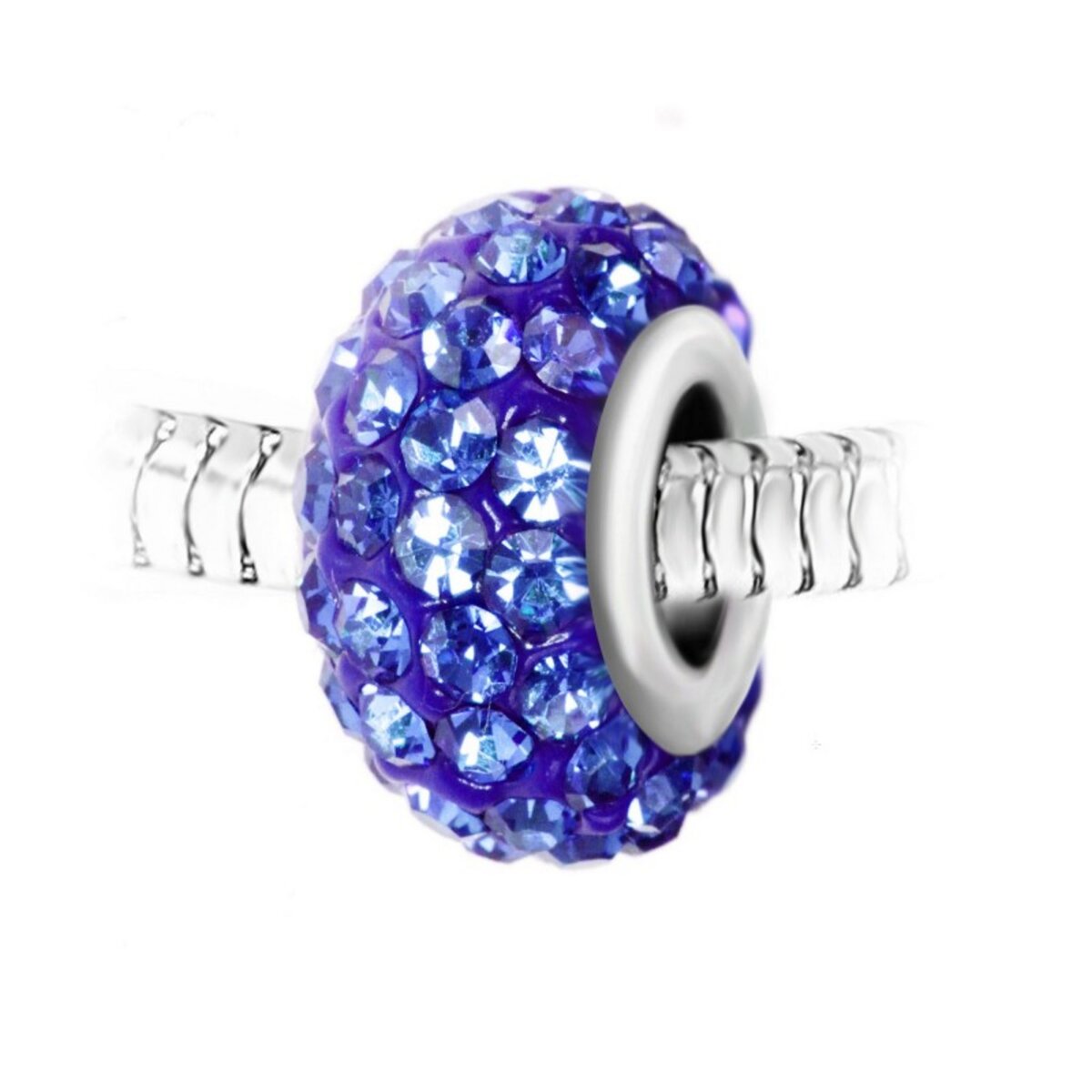 SC CRYSTAL Charm perle pavé de cristaux bleus et acier par SC Crystal
