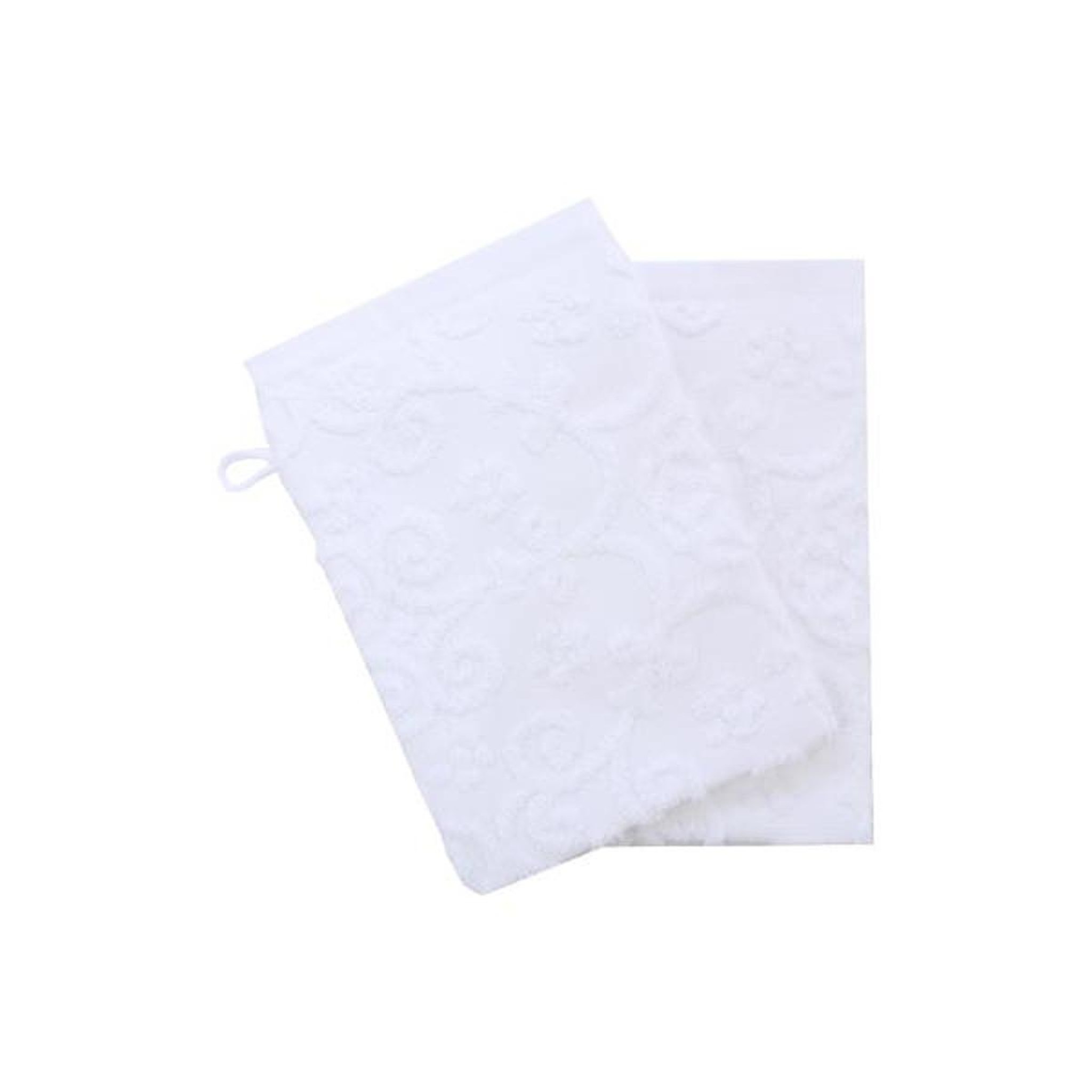 FIVE Lot de 2 gants de toilette  esprit de campagne  15x21cm blanc