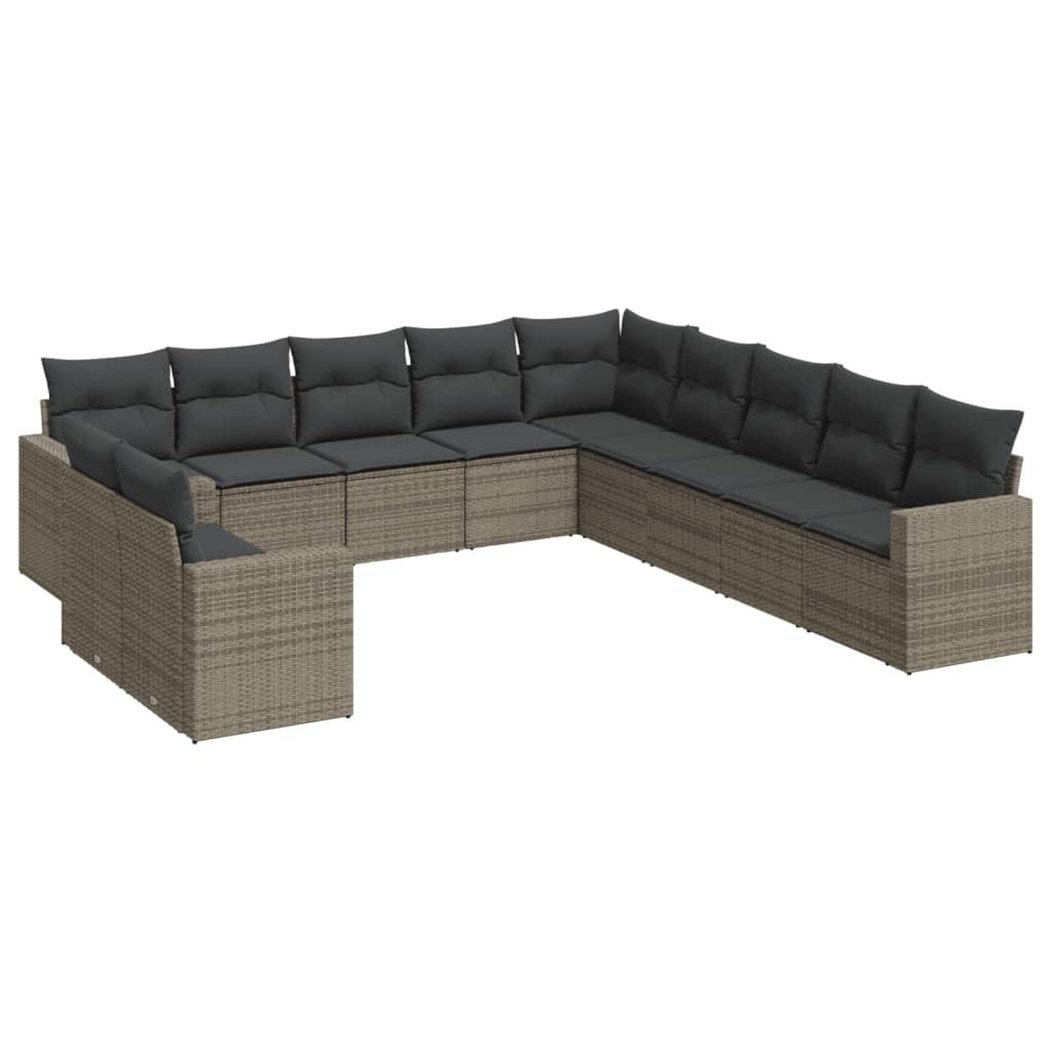 Voir la diapositive 2 : VIDAXL Salon de jardin 11 pcs avec coussins gris resine tressee