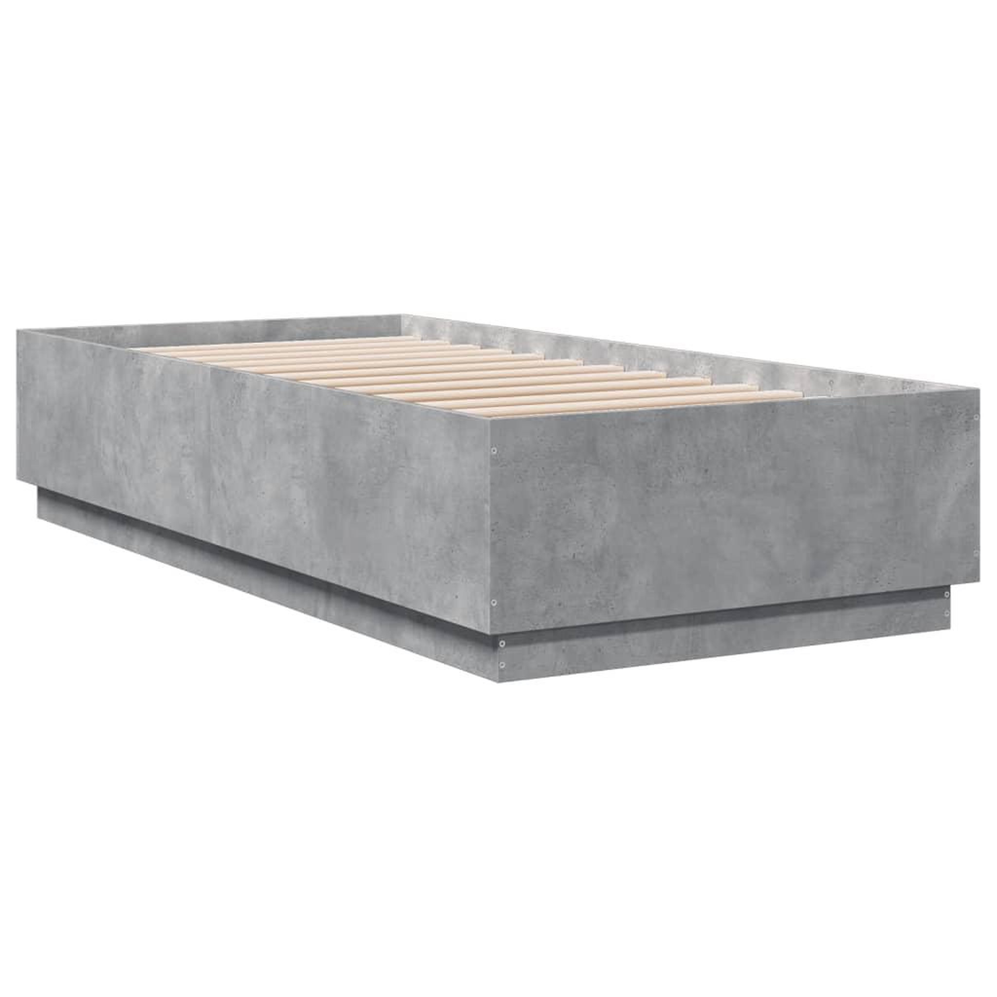 Voir la diapositive 3 : VIDAXL Cadre de lit avec LED sans matelas gris beton 90x200 cm