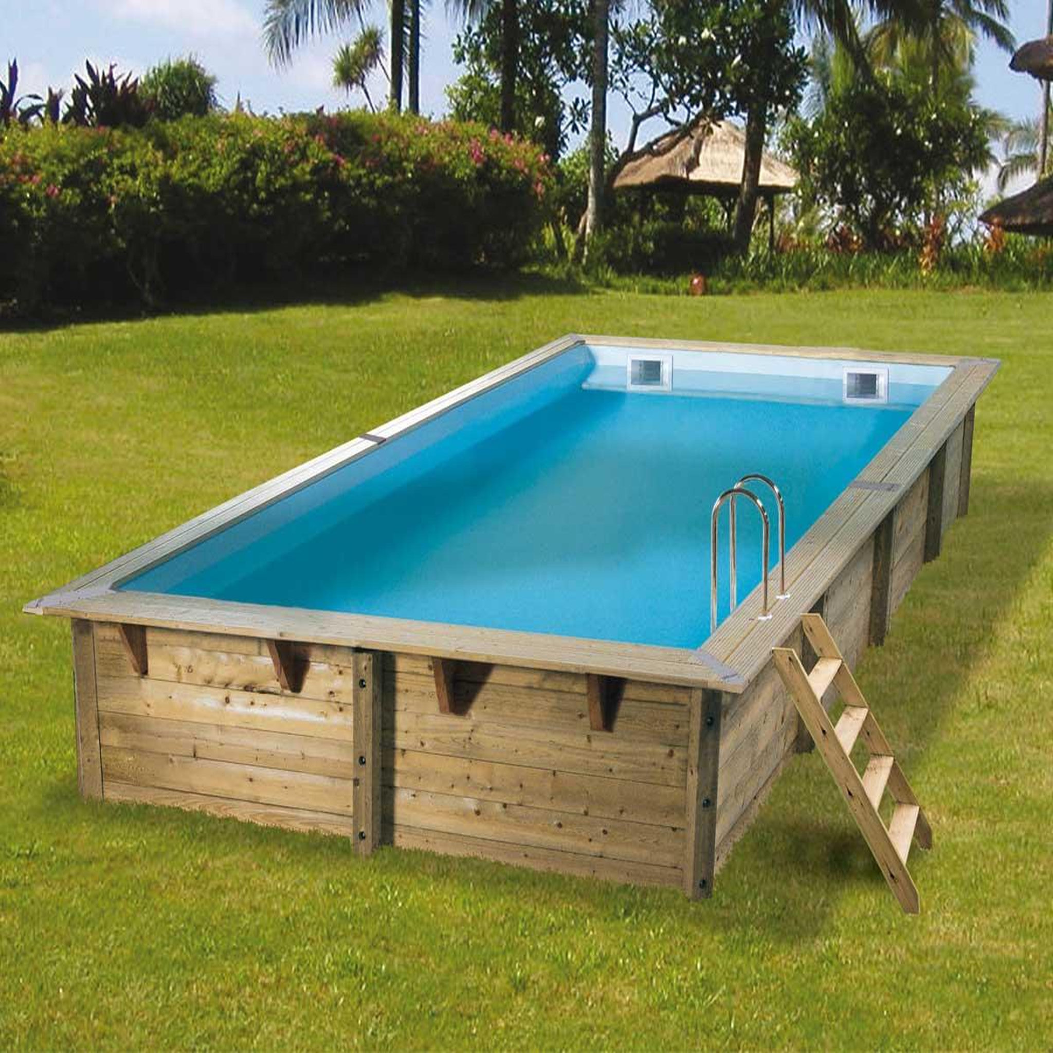 Voir la diapositive 3 : Ubbink Piscine bois Linéa 6,50 x 3,50 x 1,40 m - Liner gris - Ubbink