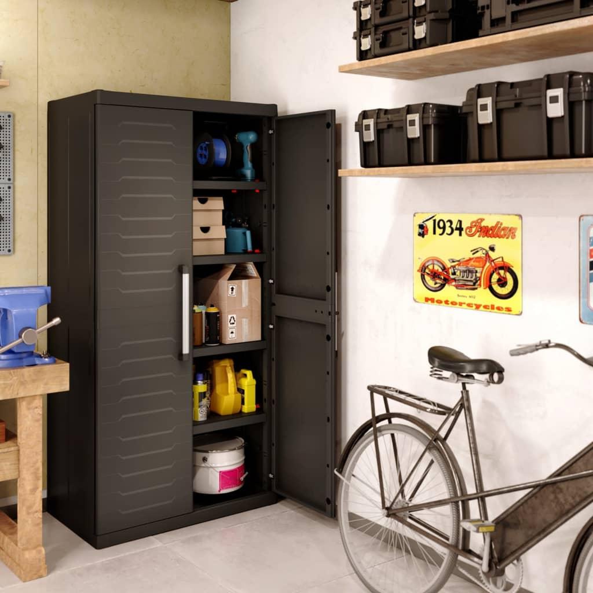 Voir la diapositive 4 : Keter Keter Armoire de rangement haute Detroit XL Noir