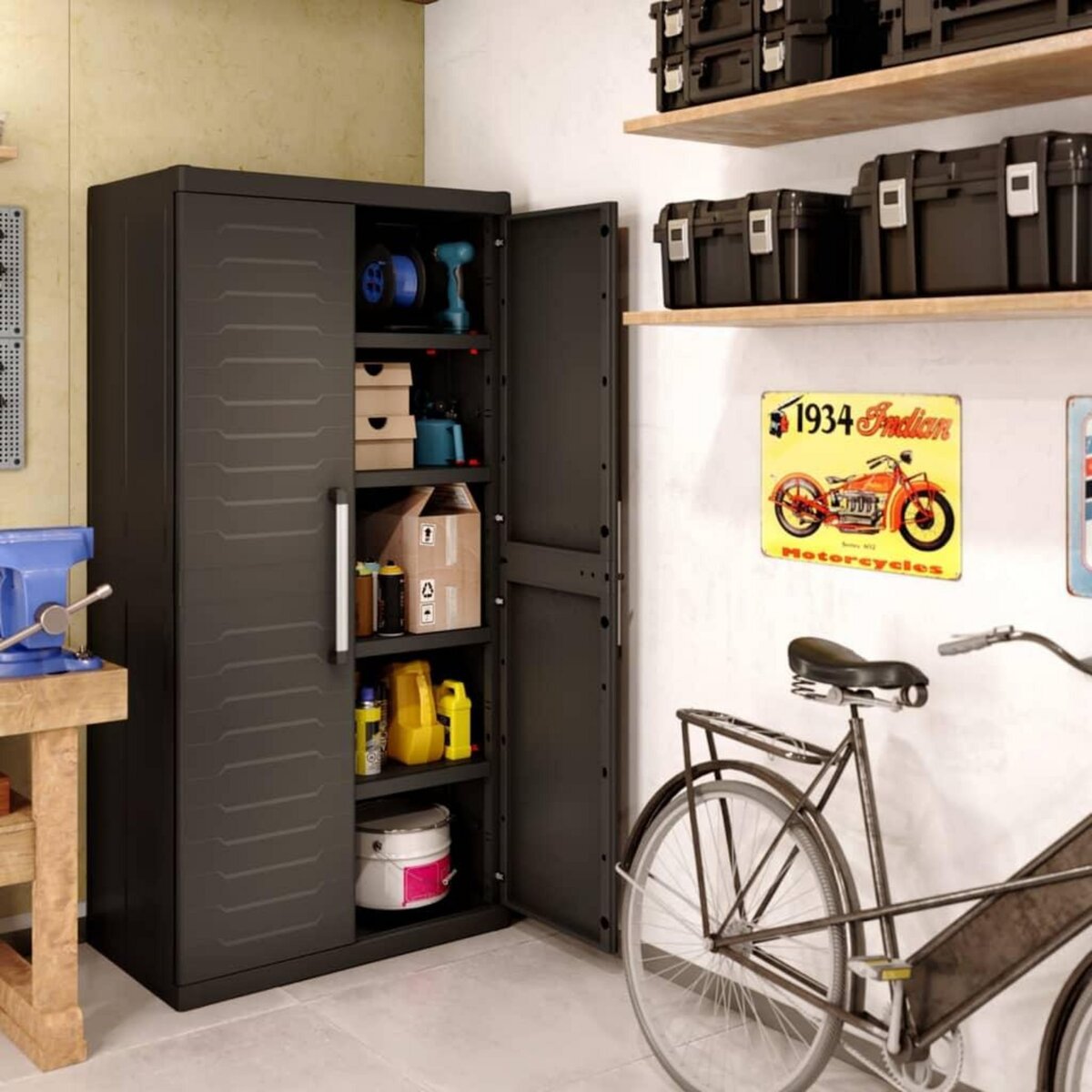 Keter Keter Armoire de rangement haute Detroit XL Noir