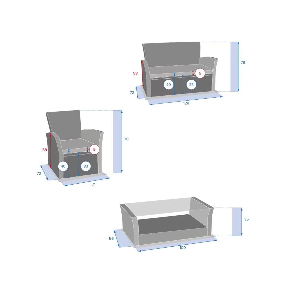 HESPERIDE Salon de jardin en résine tressée Bora Bora Terre d'ombre - Hespéride