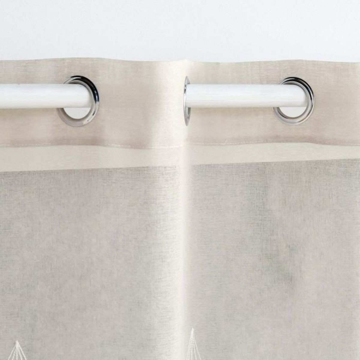 Paris Prix Rideau Voilage à Œillets Brodés  Galactee  140x240cm Taupe