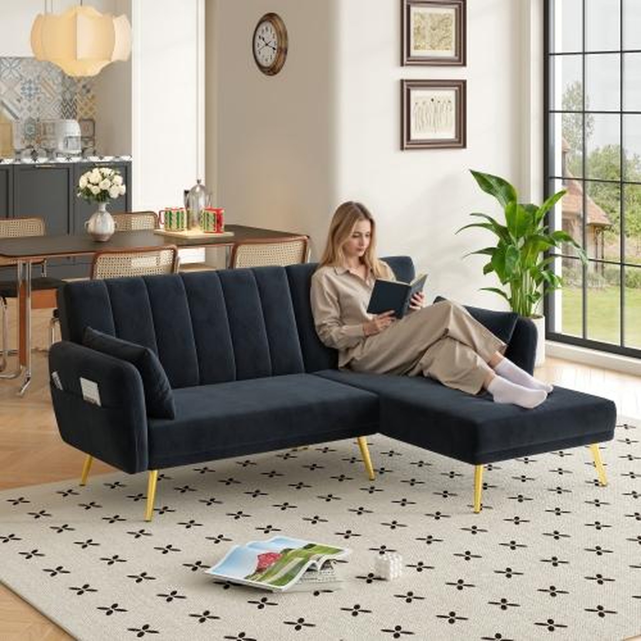 Voir la diapositive 2 : MERAX Canapé d'angle réversible convertible 3 pl velours