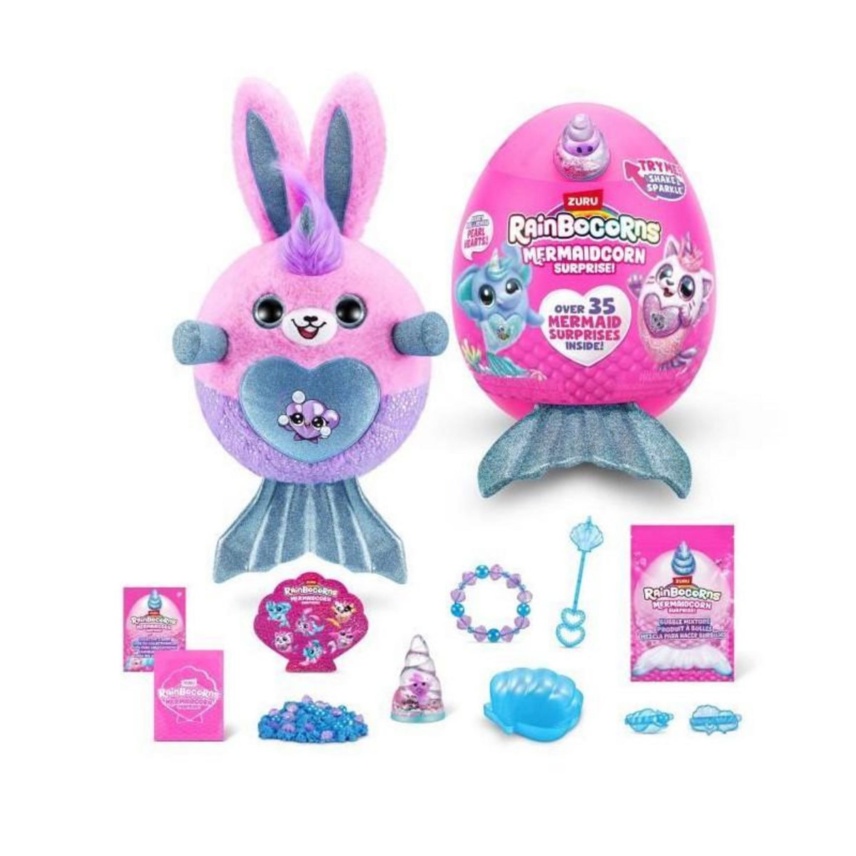 ZURU Peluches surprises - ZURU - Mermaidcorn Surprise S7 - 35 surprises - Queue brillante - oeuf a éclore