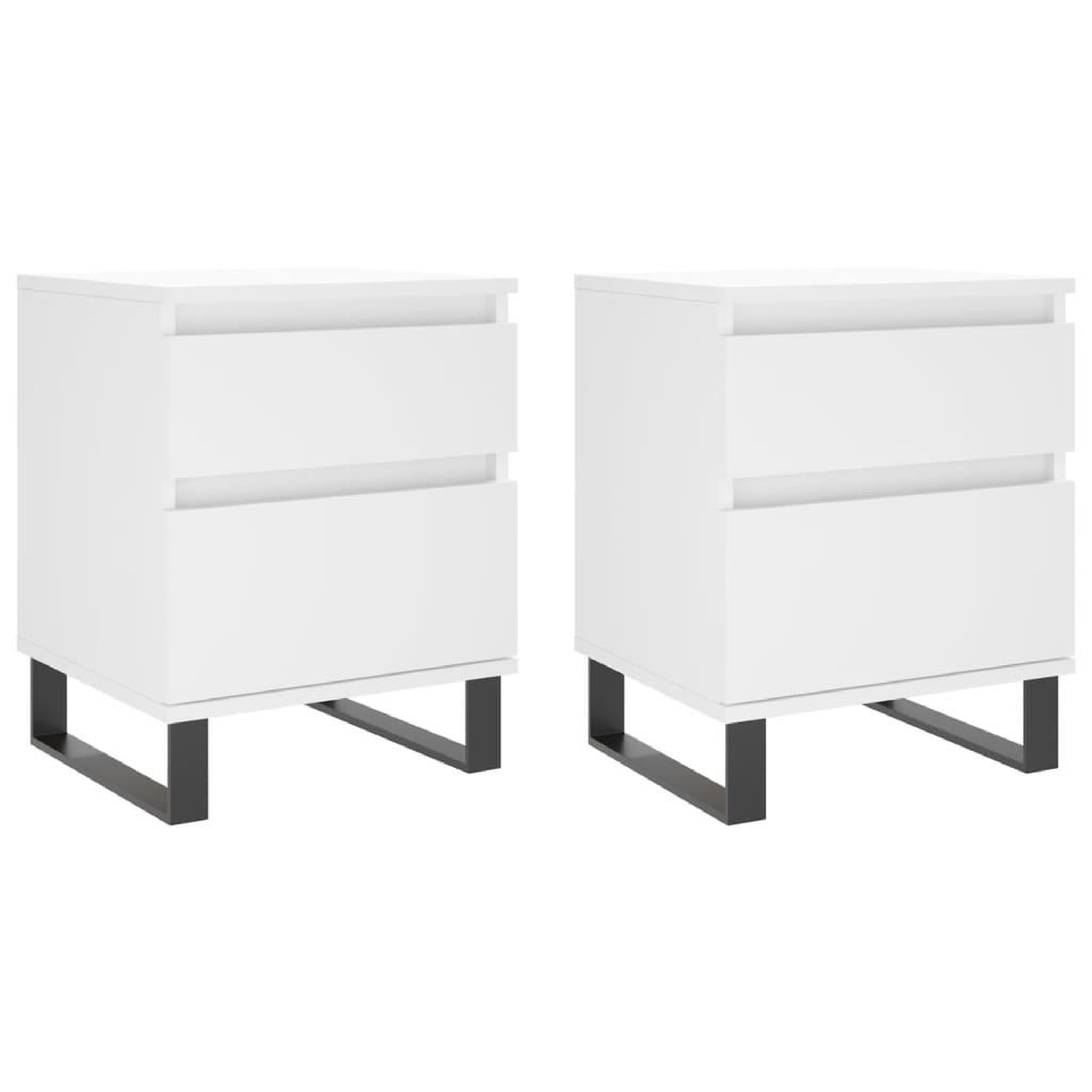 Voir la diapositive 2 : VIDAXL Tables de chevet 2 pcs blanc 40x35x50 cm bois d'ingenierie