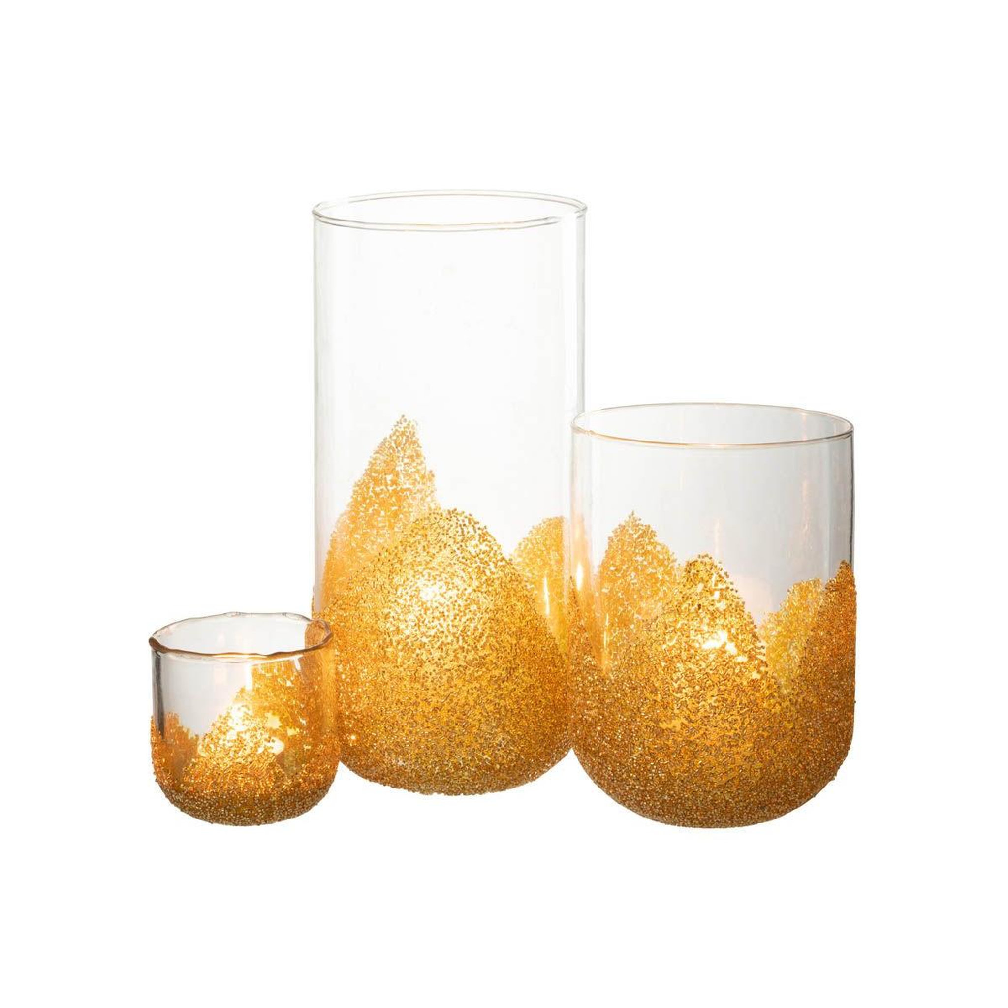 Voir la diapositive 5 : J-LINE Photophore déco en verre  strass  18cm or