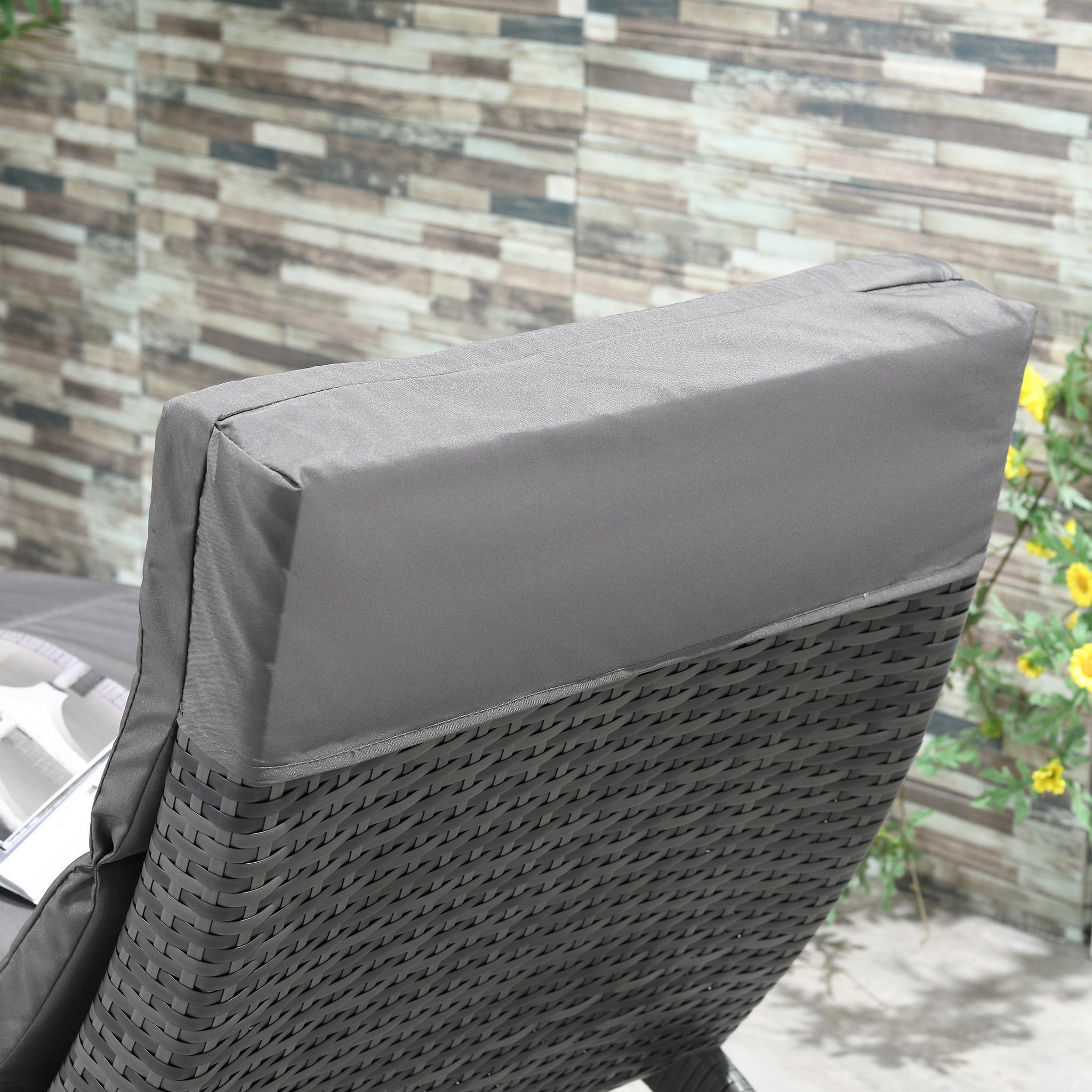 Voir la diapositive 4 : OUTSUNNY Bain de soleil design contemporain - matelas grand confort inclus - résine tressée gris