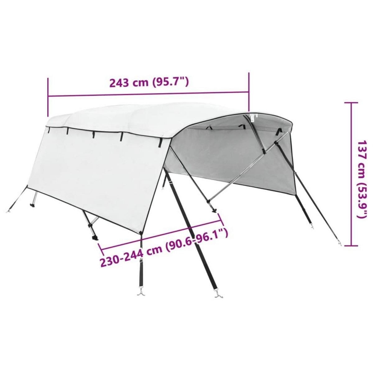 VIDAXL Toit bimini a 4 arceaux parois laterales 243x(230-244)x137 cm