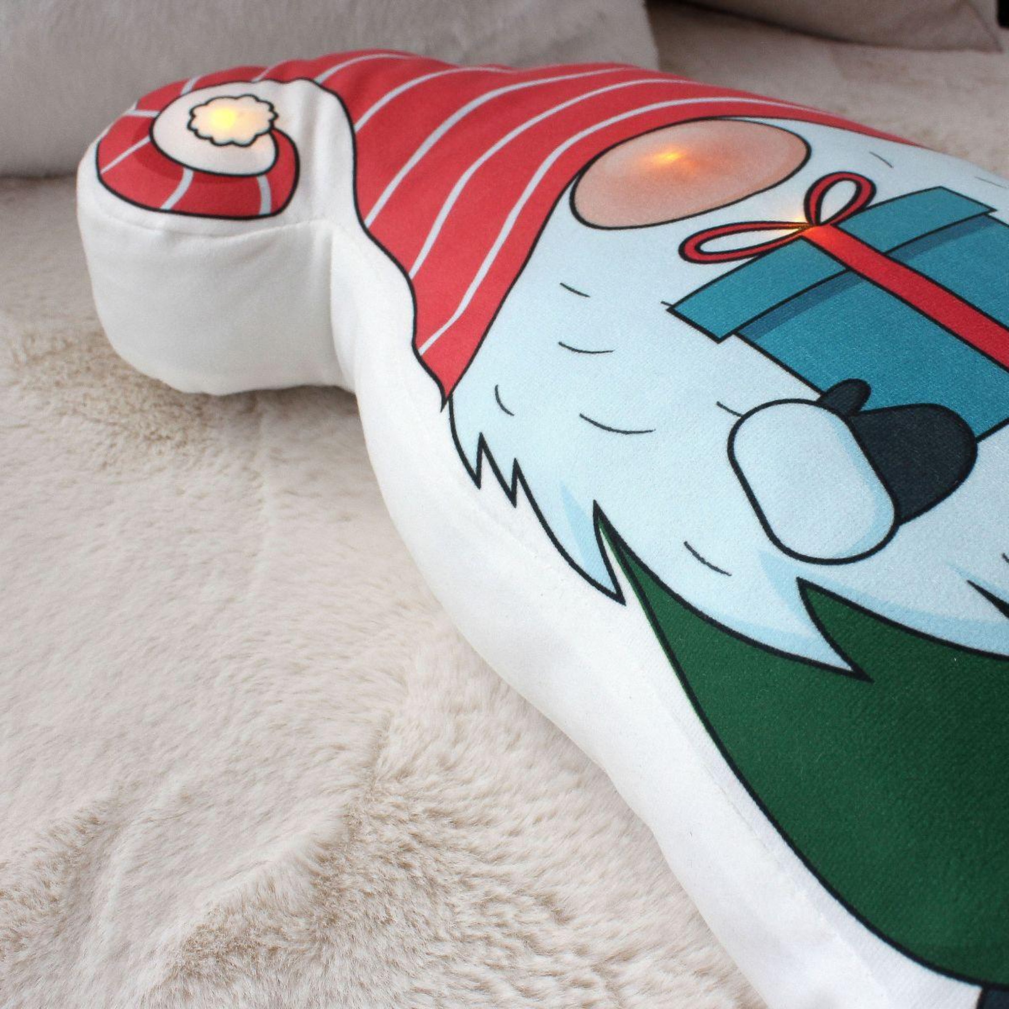 Voir la diapositive 2 : ENJOY HOME Coussin déco de noël 3d led  gnome  40cm multicolore