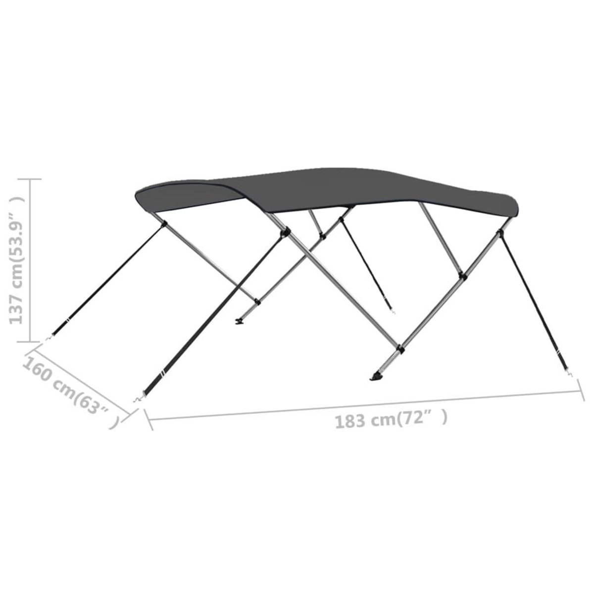 VIDAXL Auvent bimini a 3 arceaux Anthracite 183x160x137 cm