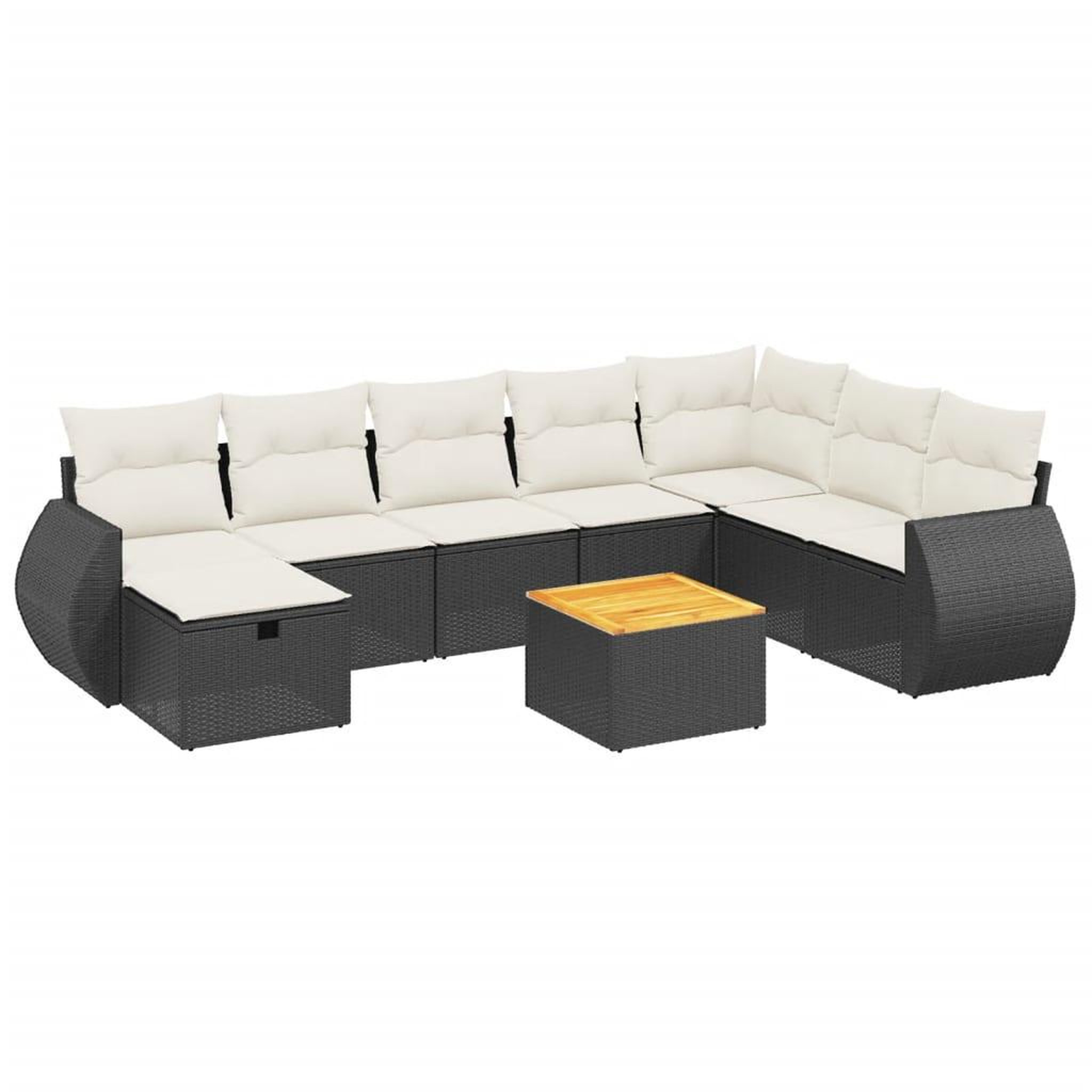 Voir la diapositive 2 : VIDAXL Salon de jardin 9 pcs avec coussins noir resine tressee