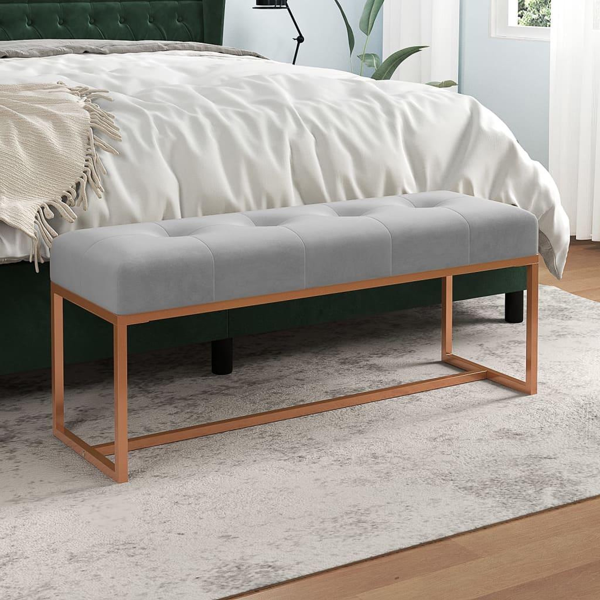 Voir la diapositive 1 : VIDAXL Banc Gris 110x36x45 cm Velours