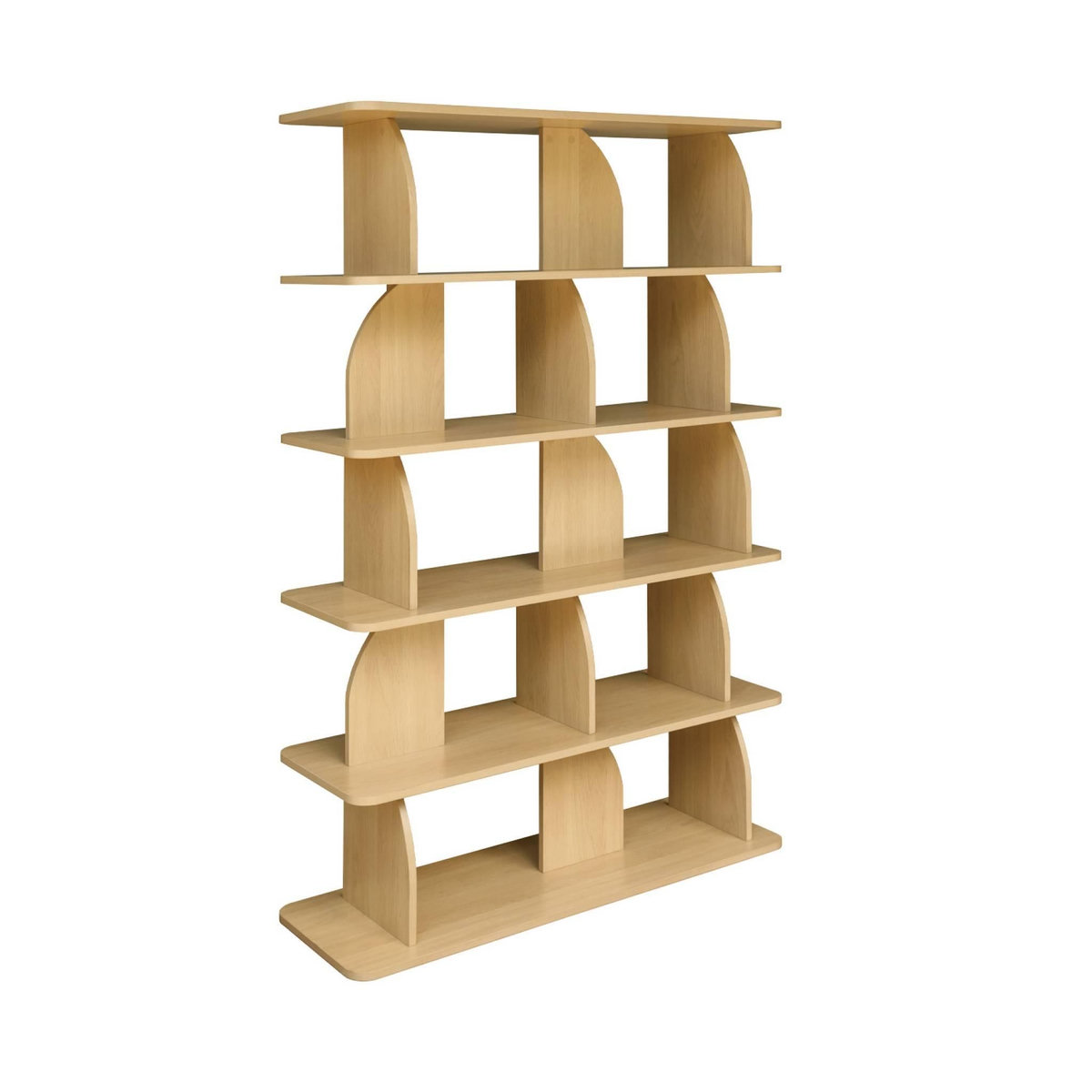 SWEEEK Etagère. bibliothèque exotique décor bois chêne 5 niveaux. séparateurs courbés - Alva