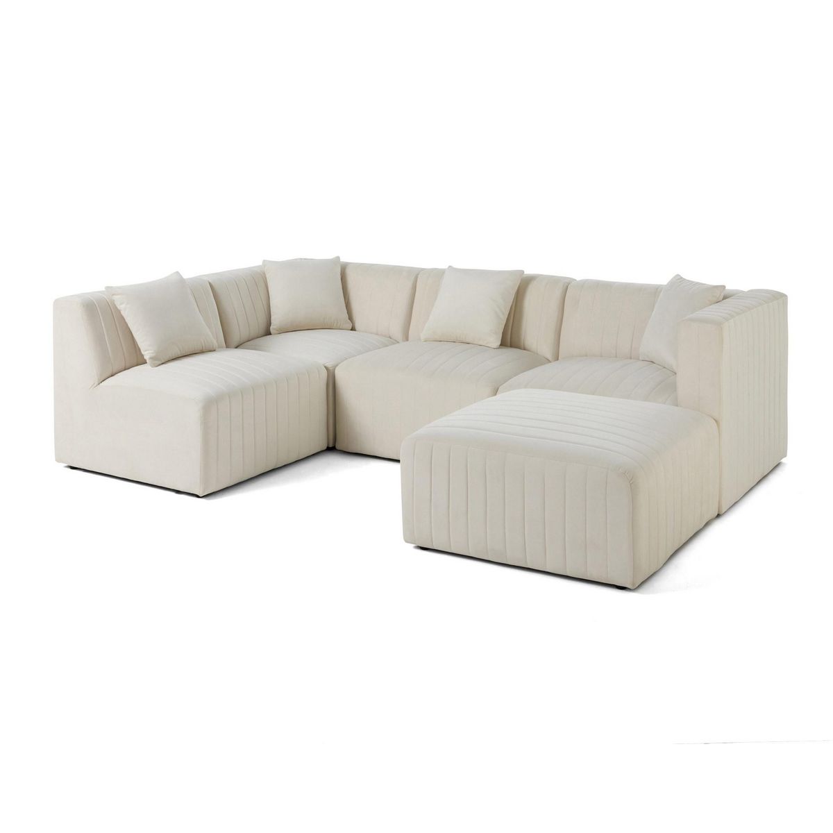 LISA DESIGN Nova - canapé modulable d'angle gauche - 5 places - avec pouf d'appoint - en velours