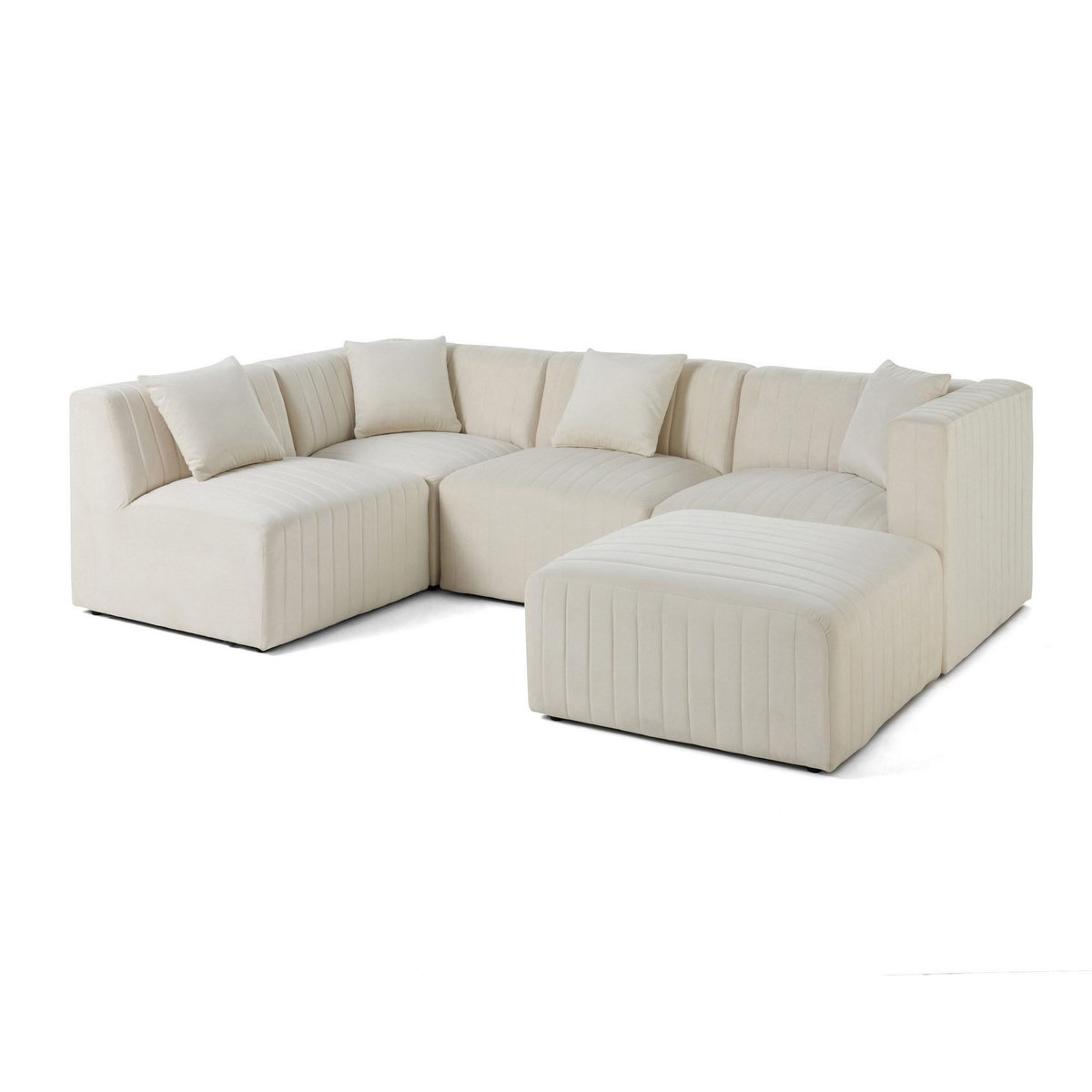 LISA DESIGN Nova - canapé modulable d'angle gauche - 5 places - avec pouf d'appoint - en velours