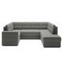 Voir la diapositive 1 : BEST MOBILIER Nappa - canapé panoramique d'angle gauche 7 places convertible avec coffre en velours