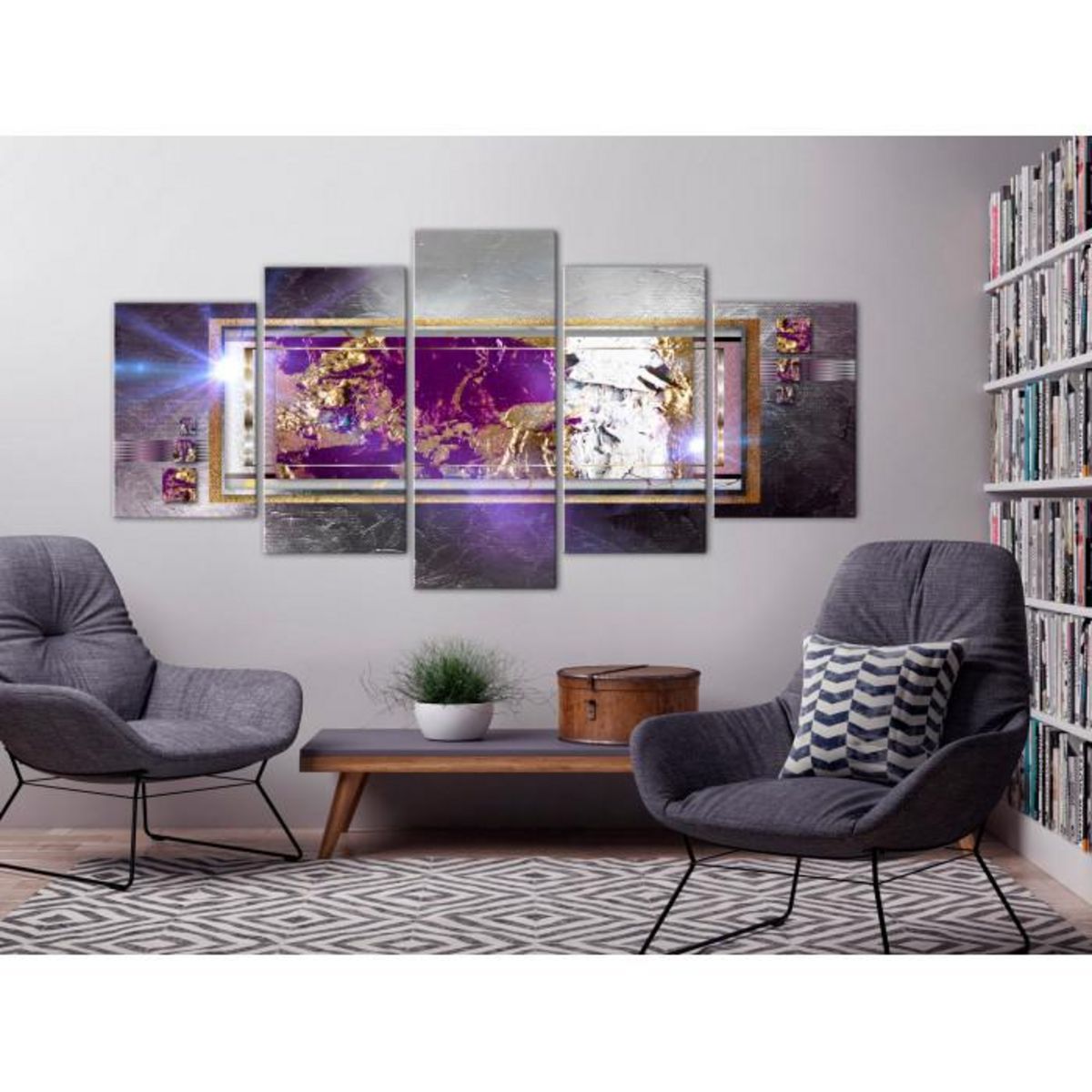 Paris Prix Tableau Imprimé 5 Panneaux  Golden Reflection Wide