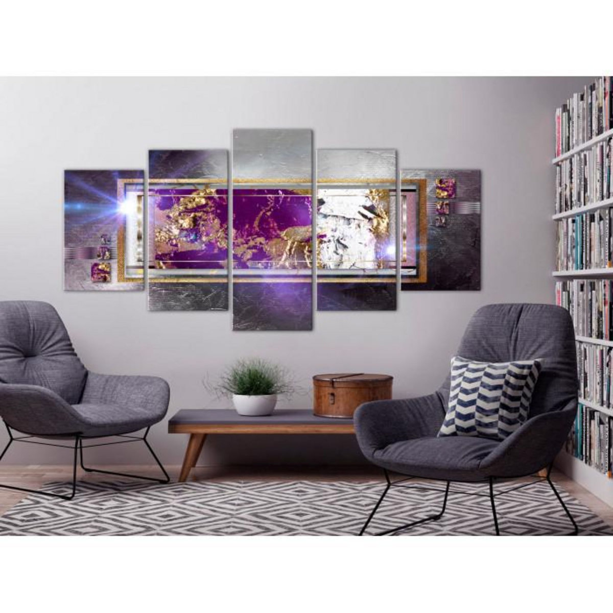 Paris Prix Tableau Imprimé 5 Panneaux  Golden Reflection Wide