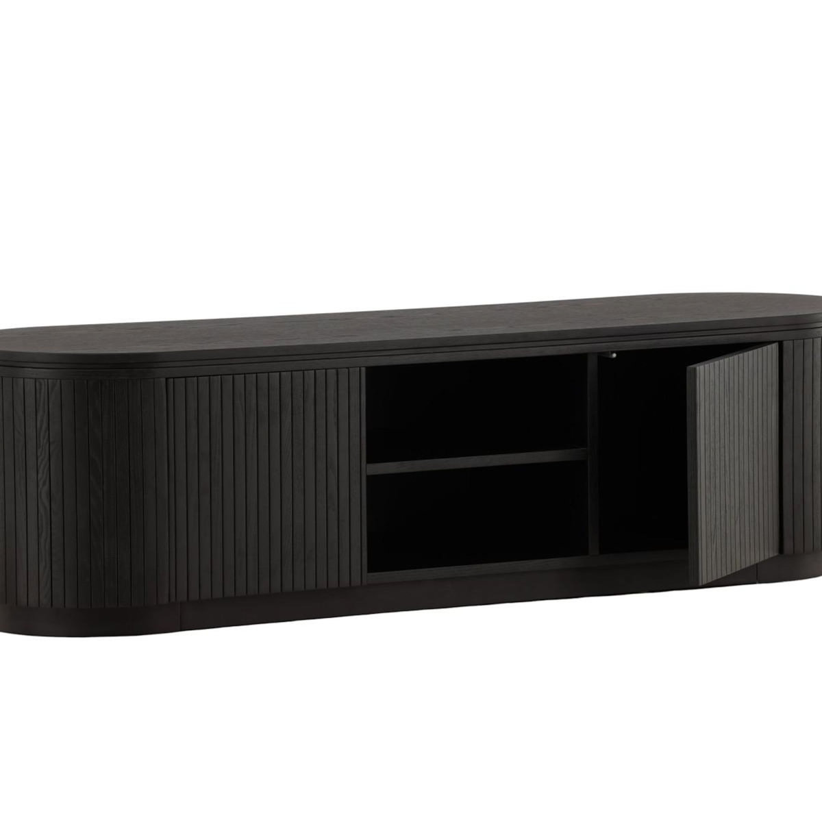 Paris Prix Meuble TV Design Nervuré  Fjallbacka  160cm Noir