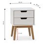Voir la diapositive 4 : VS VENTA-STOCK Table de chevet Baku 2 tiroirs blanc, bois de pin massif