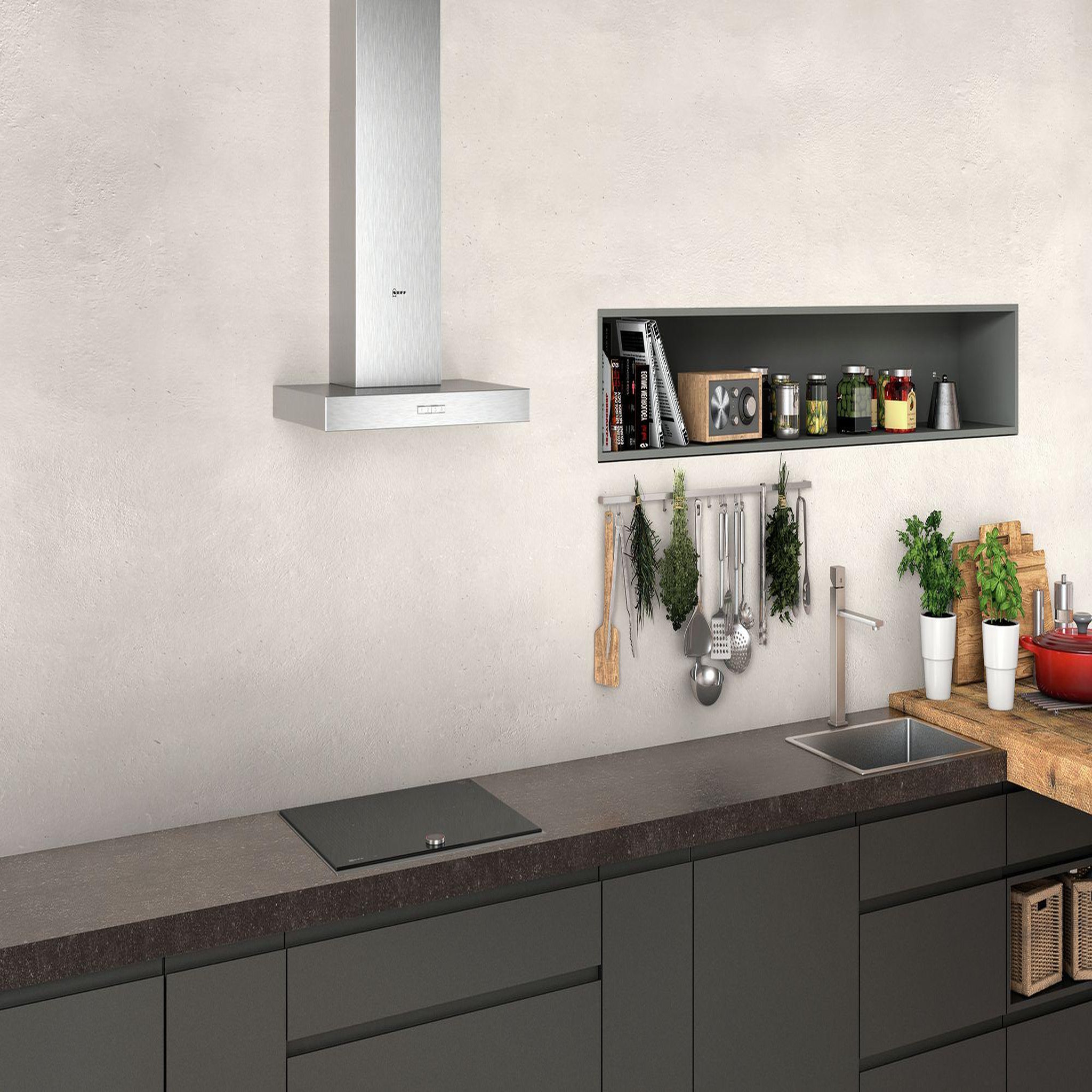 Voir la diapositive 4 : Neff Hotte décorative murale 60cm 590m3/h inox - D64BBC0N0