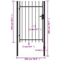 Voir la diapositive 5 : VIDAXL Portillon simple porte avec dessus a pointe Acier 1x1,5 m Noir