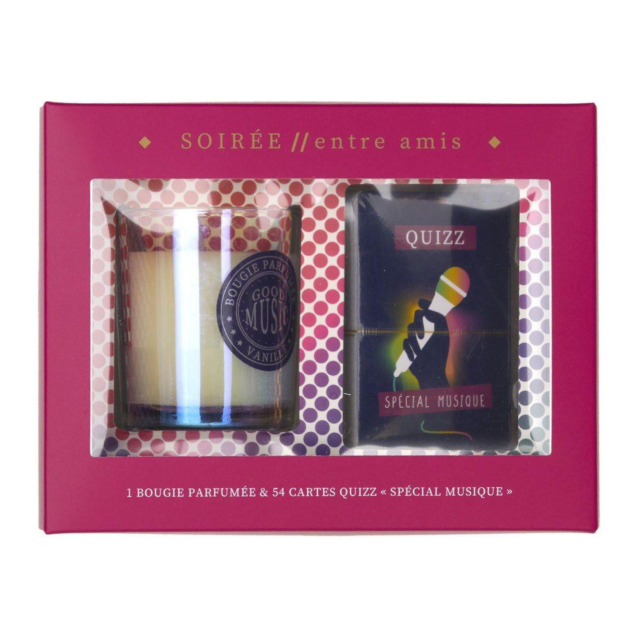 Voir la diapositive 1 : The Home Deco Factory Coffret bougie parfumée & cartes  quizz  7cm vanille