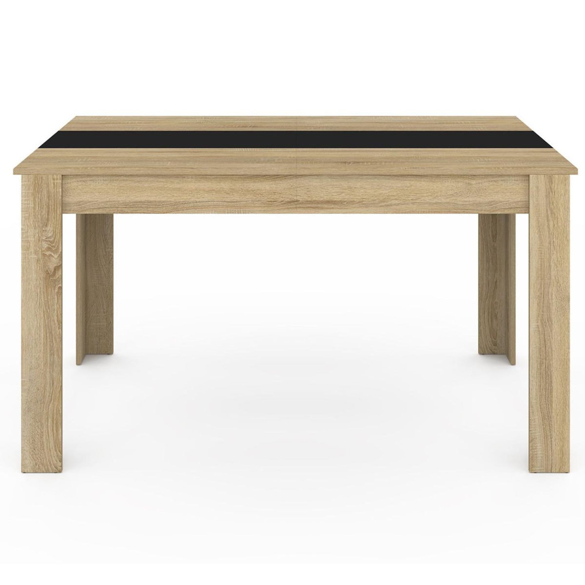 ID MARKET Table à manger rectangle GEORGIA 6 personnes imitation hêtre et noire 140 x 80 cm