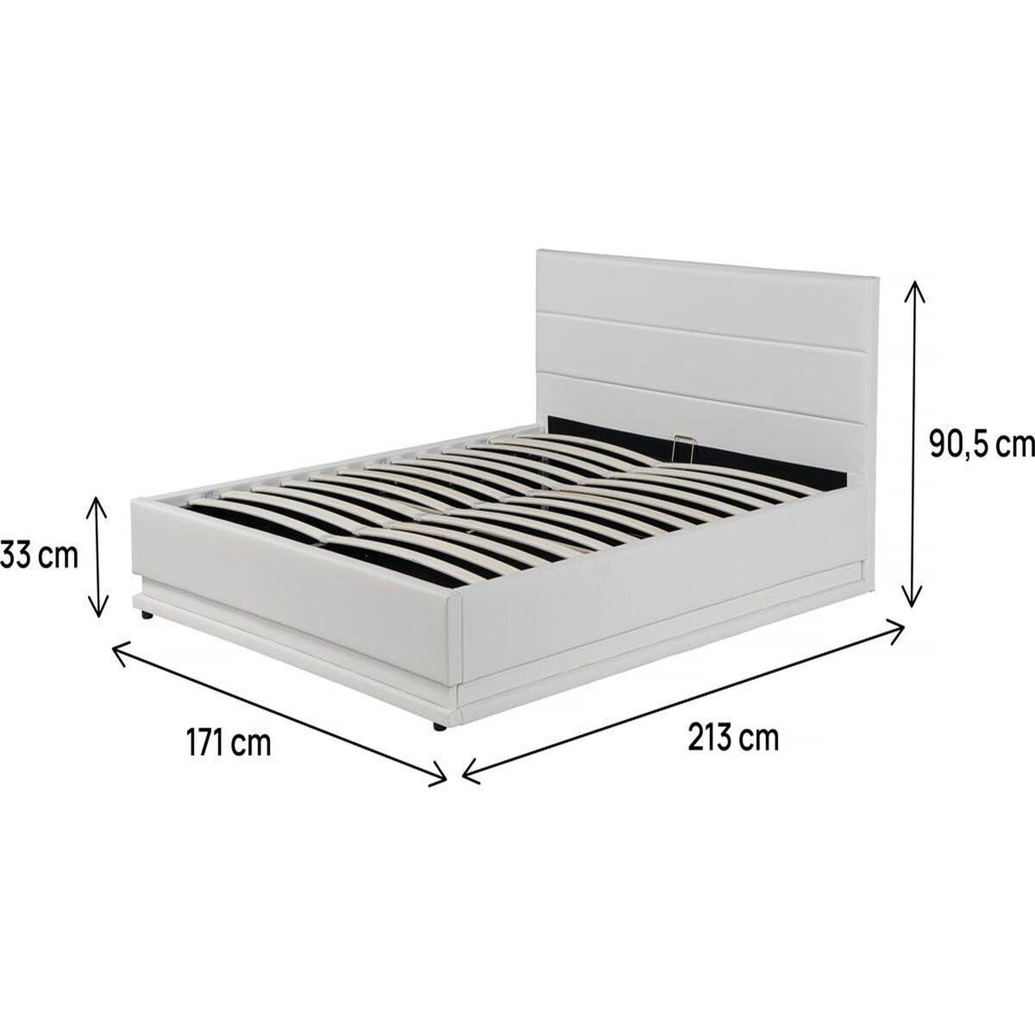 Voir la diapositive 4 : Habitat et Jardin Lit led avec coffre  anastasia  - 160 x 200 cm - blanc