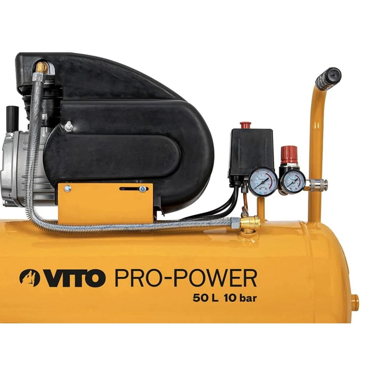 VITO Compresseur d'air Silencieux 50 Litres 10 bar 2,5CV 145 PSI 2.5 CV VITO