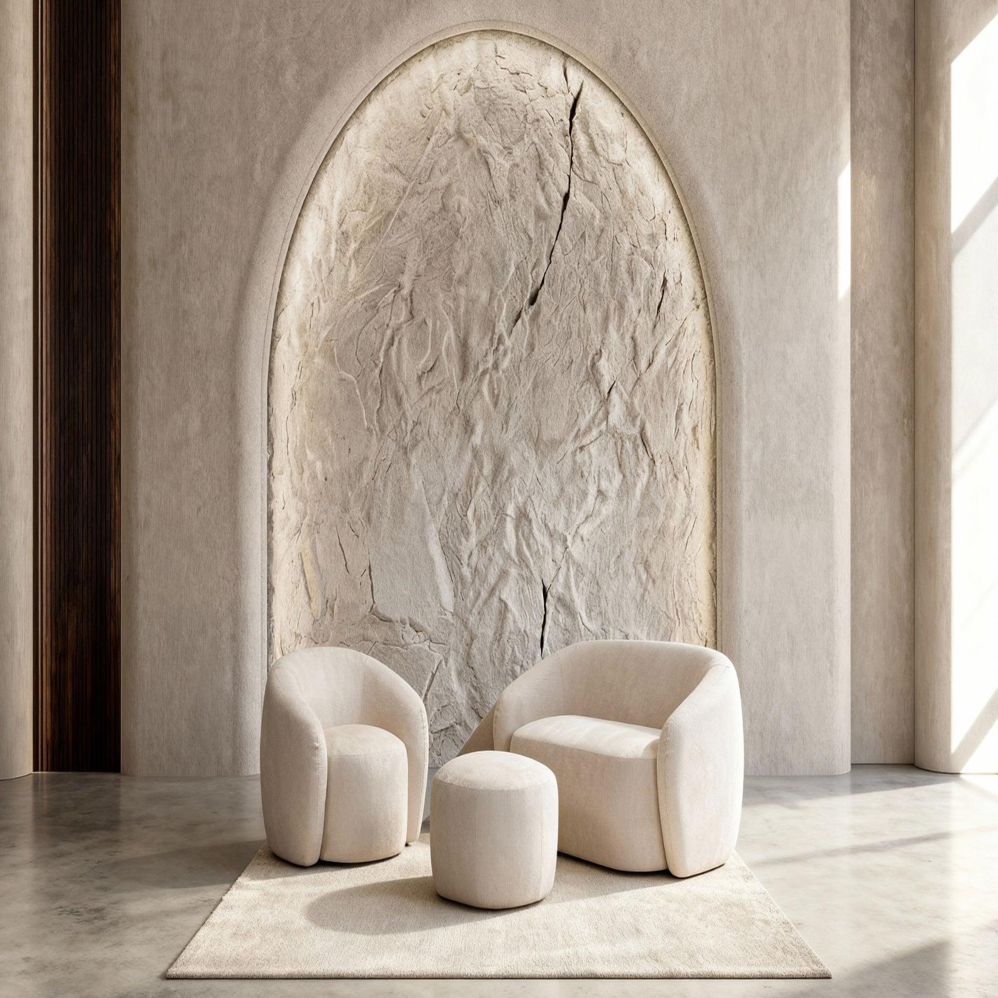 Voir la diapositive 5 : CASANOVA PARIS Aurelie - pack canapé droit 2 places + fauteuil + pouf tissu
