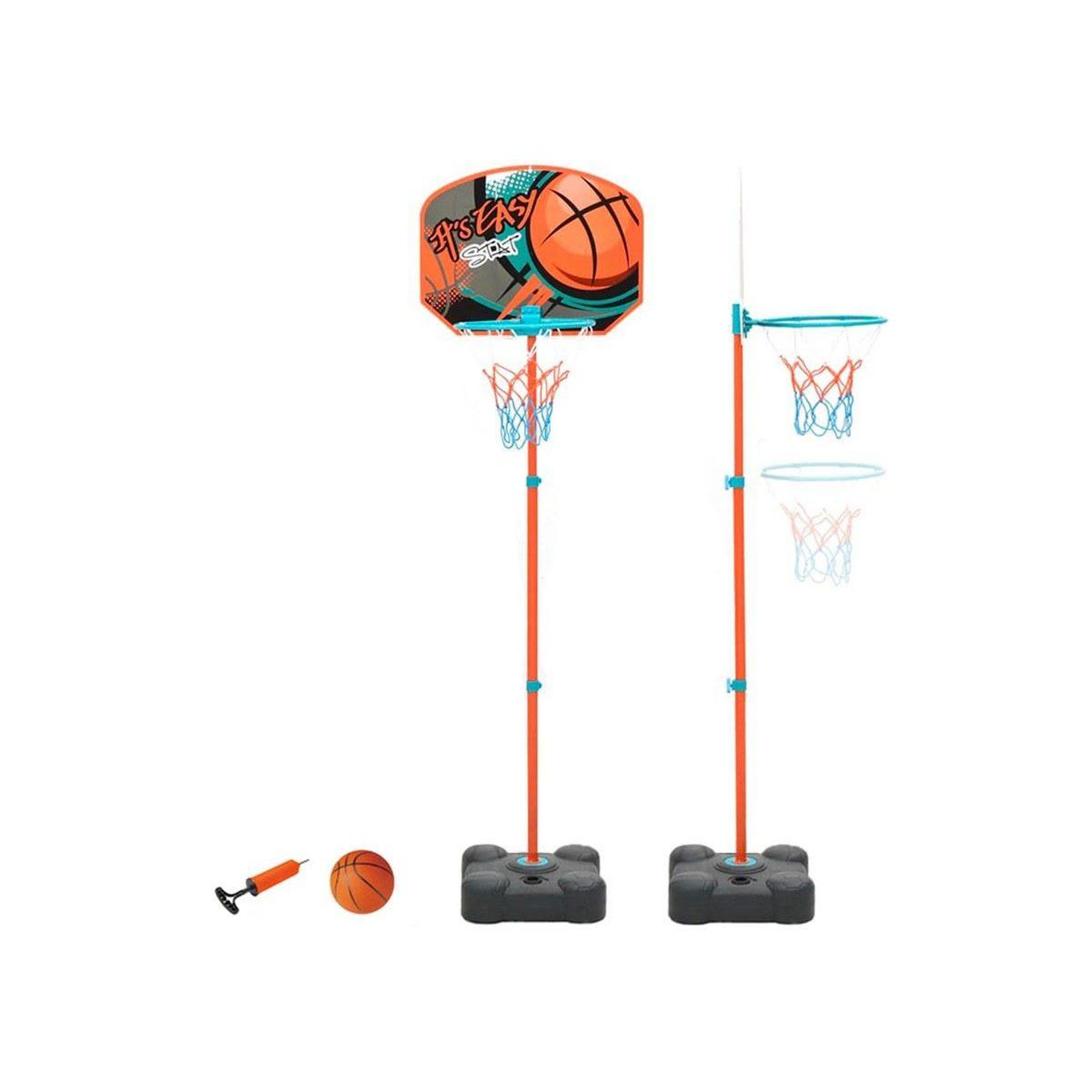 1001JOUETS Panier de Basket Ajustable pour Enfant - Hauteur 109 à 141 cm - Socle Stable - Ballon inclus