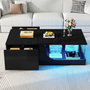 Voir la diapositive 4 : MERAX Table basse rectangulaire noir avec 2 tiroirs - 50x100 cm led mdf