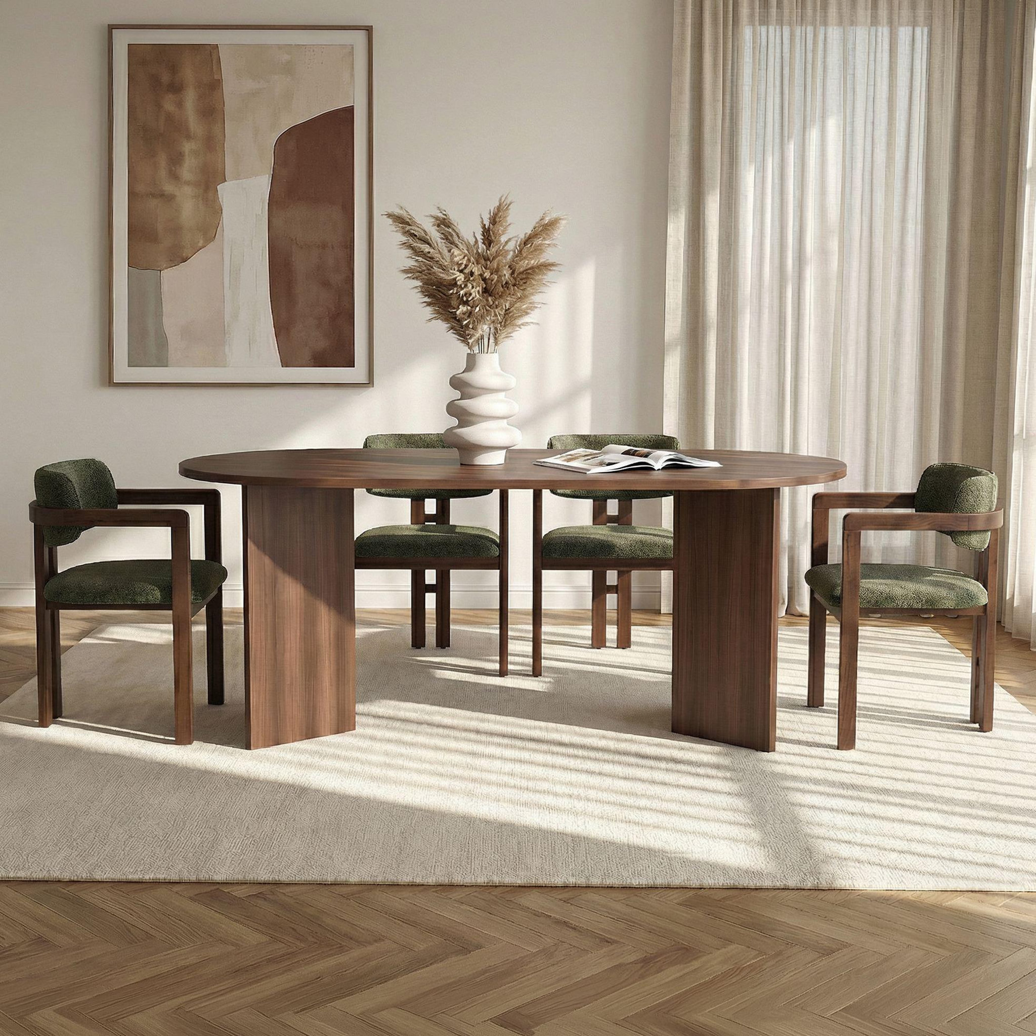 Voir la diapositive 3 : Habitat et Jardin Ensemble Table et Chaises (5 Pièces) en bois  Meridia 4  - 180 x 90 x 75 cm - Vert