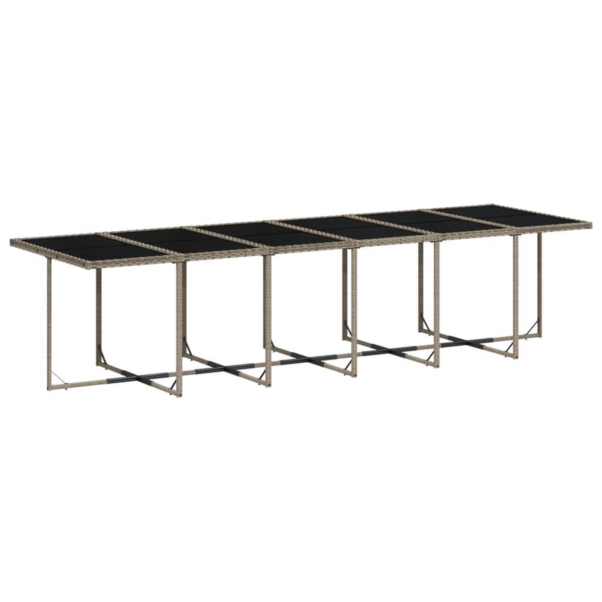 Voir la diapositive 4 : VIDAXL Ensemble a manger de jardin coussins 13 pcs gris resine tressee