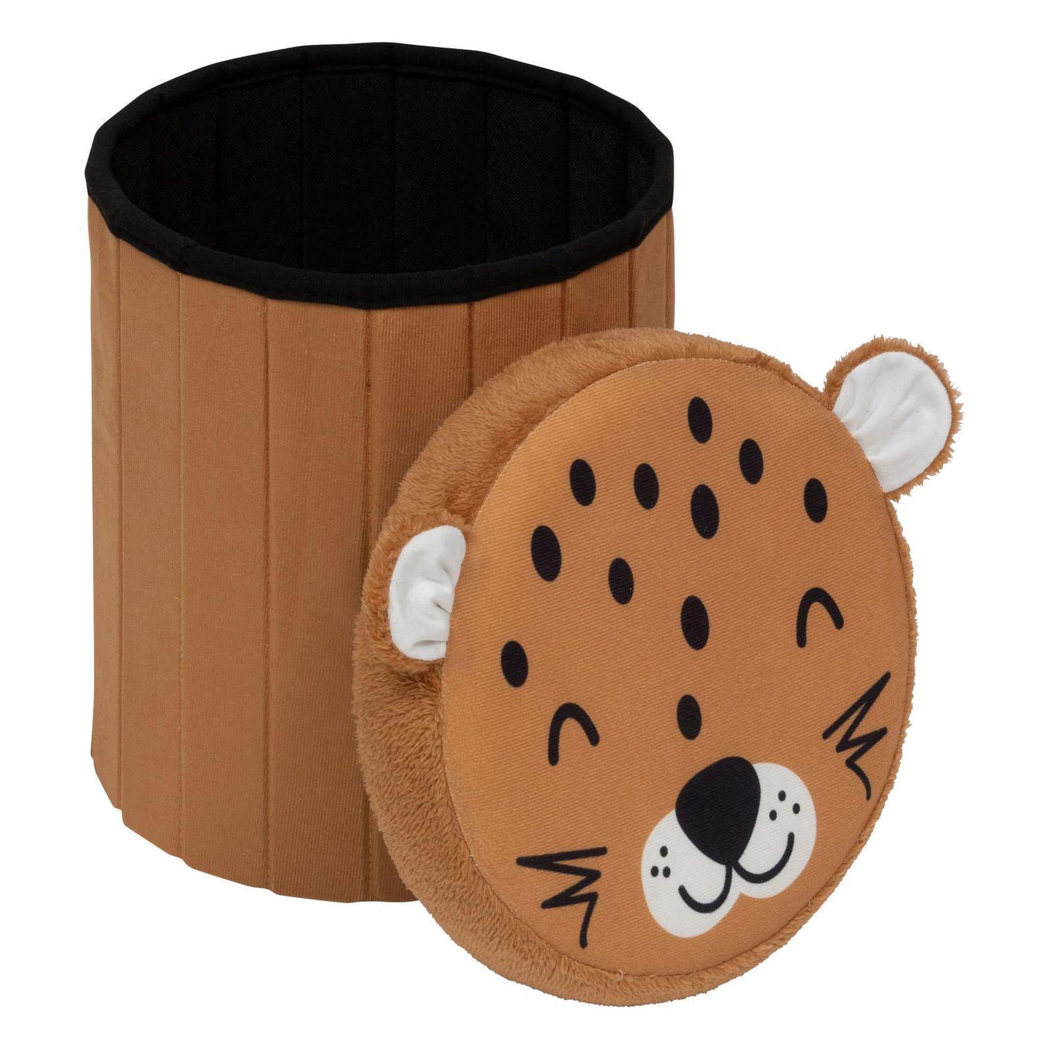 Voir la diapositive 3 : ATMOSPHERA Pouf-coffre enfant imprimé léopard anoki - marron