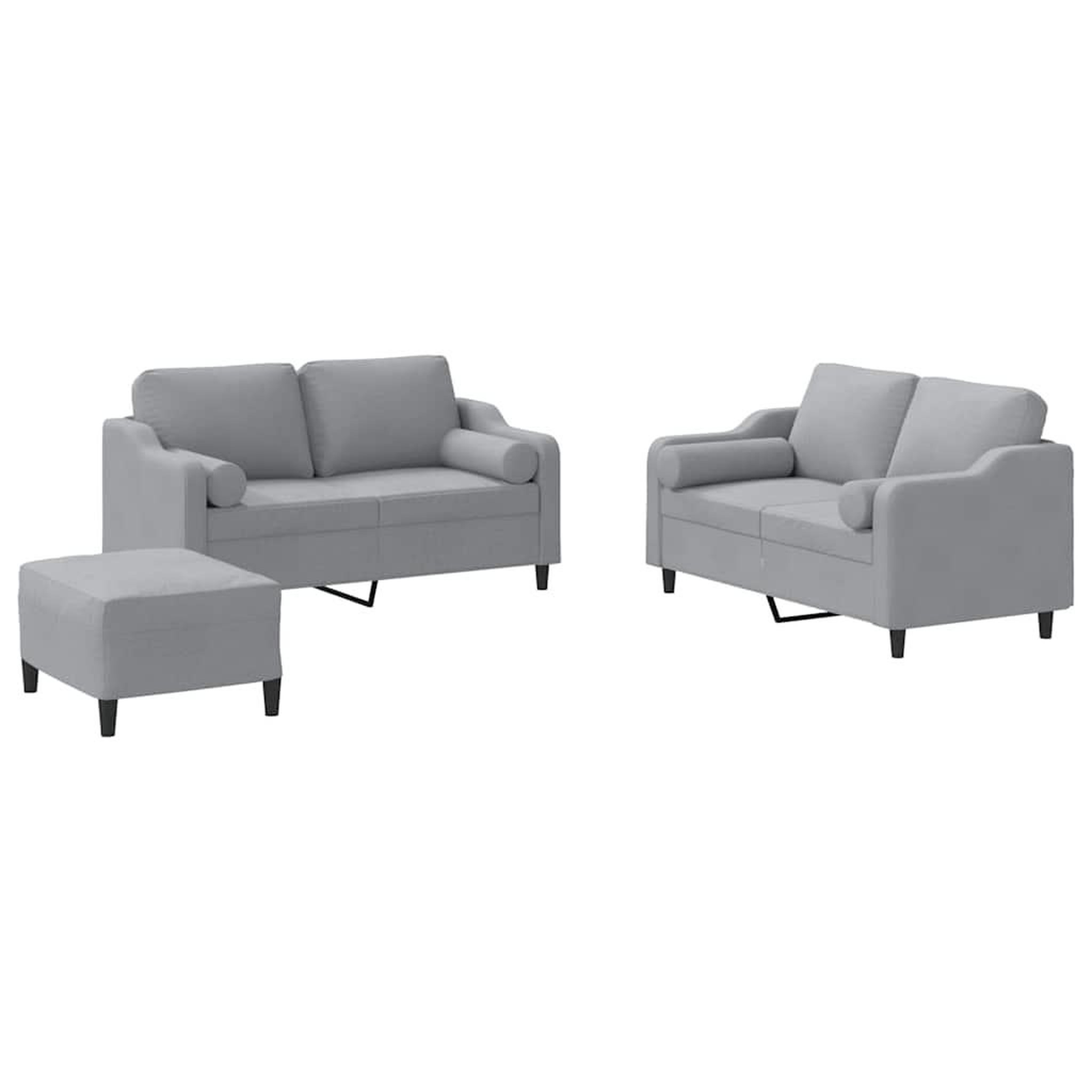 Voir la diapositive 2 : VIDAXL Ensemble de canapes 3 pcs coussins gris clair tissu