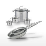 ELO Lot de 4 Faitouts Elo Relief Solution et 2 Poêles en Acier Inoxydable