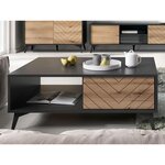 BEST MOBILIER Peter - table basse - effet bois et noir - 2 tiroirs et 1 niche - 104 cm. Coloris disponibles : Marron