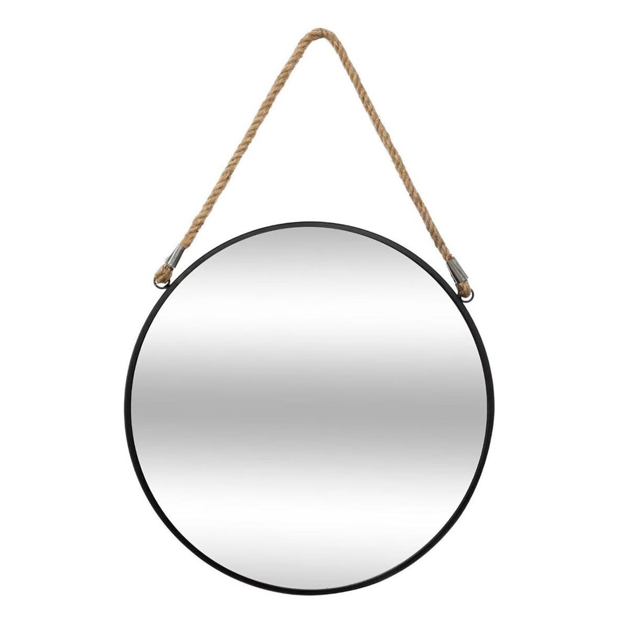 ATMOSPHERA Miroir rond en métal  corde  55cm noir